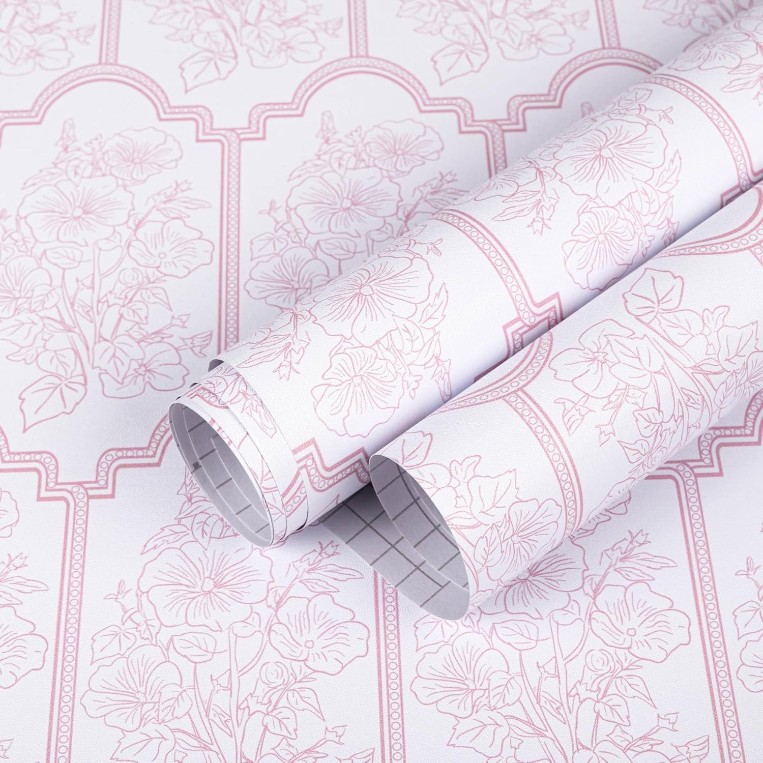 Pink Floral Peel and Stick Wallpaper Modern Boho Vintage Contact Paper for Bathroom Kitchen Removable Self Adhesive Vinyl Wall Paper Decals Waterproof Renter Friendly Wallpaper 17.3 in X 393.7 in