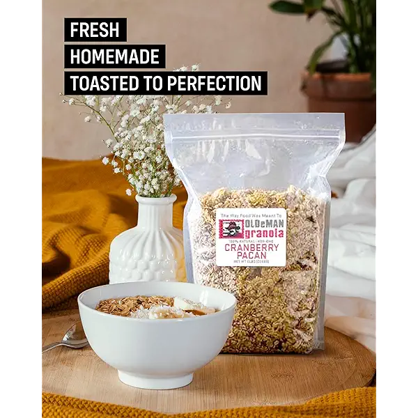 Olde Man Granola Gluten Free Granola - Non-GMO Healthy Granola Cereal - Soft Whole Grain Oats, Butter, Brown Sugar - Handmade in Colorado (Cranberry Pecan, 5lb Pack) 2