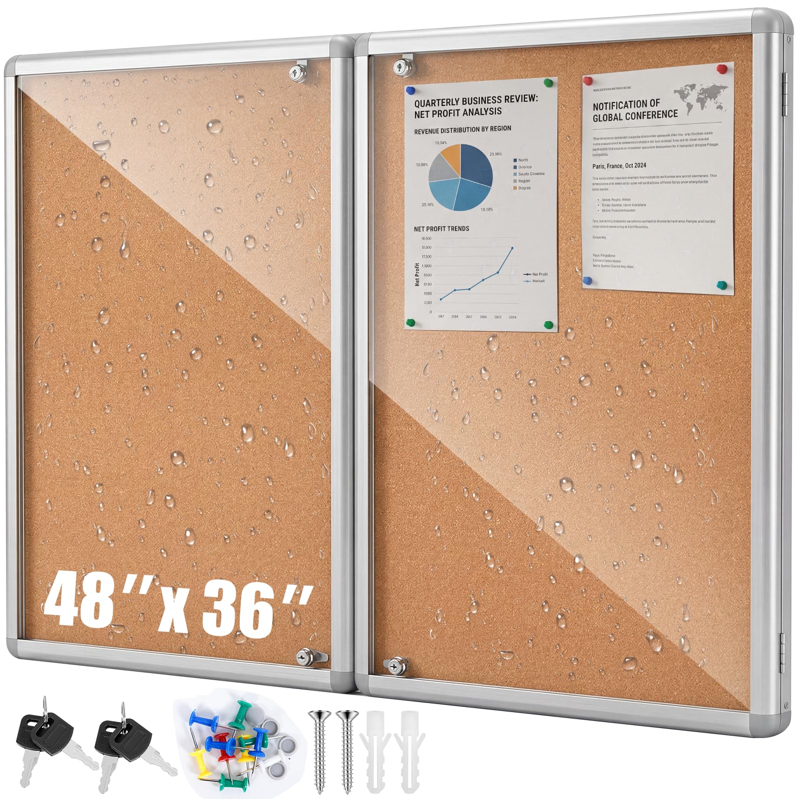 Photo 1 of BBTEQEKN 48" x 36" Double-Door Bulletin Board