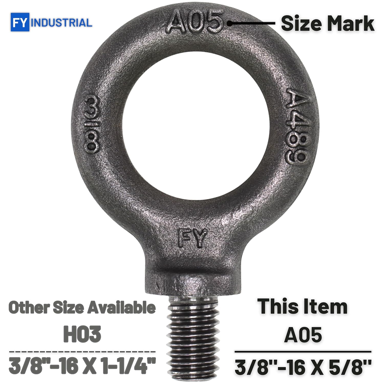 5 Pcs Lifting Shoulder Eye Bolts 3/8"-16 X 5/8"