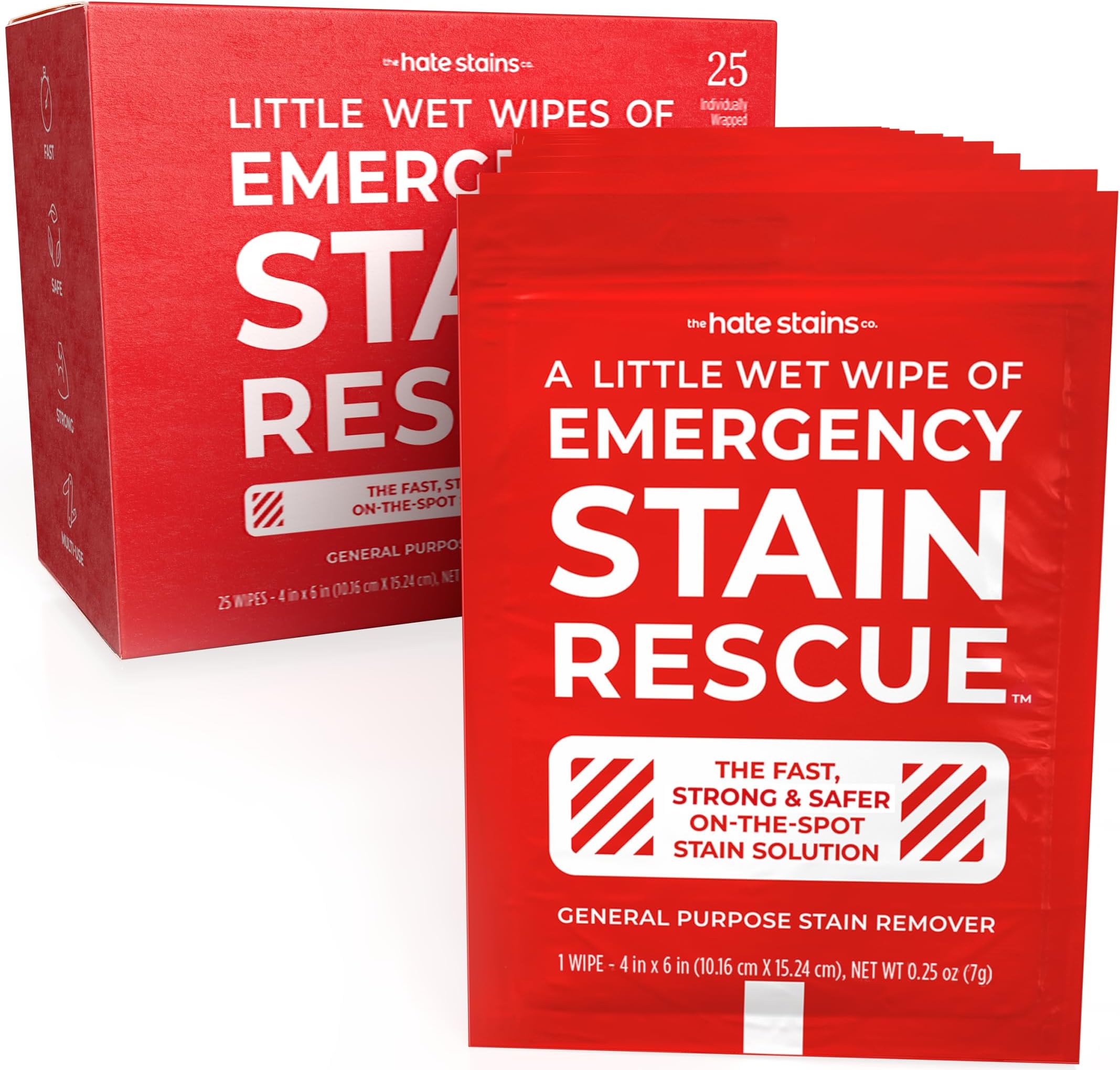 Stain Remover – All Purpose Wipes For Carpet, Upholstery, Clothes, Add to Laundry. Works on Fresh & Old Organic or Inorganic Stains (25 Individual Wipes)