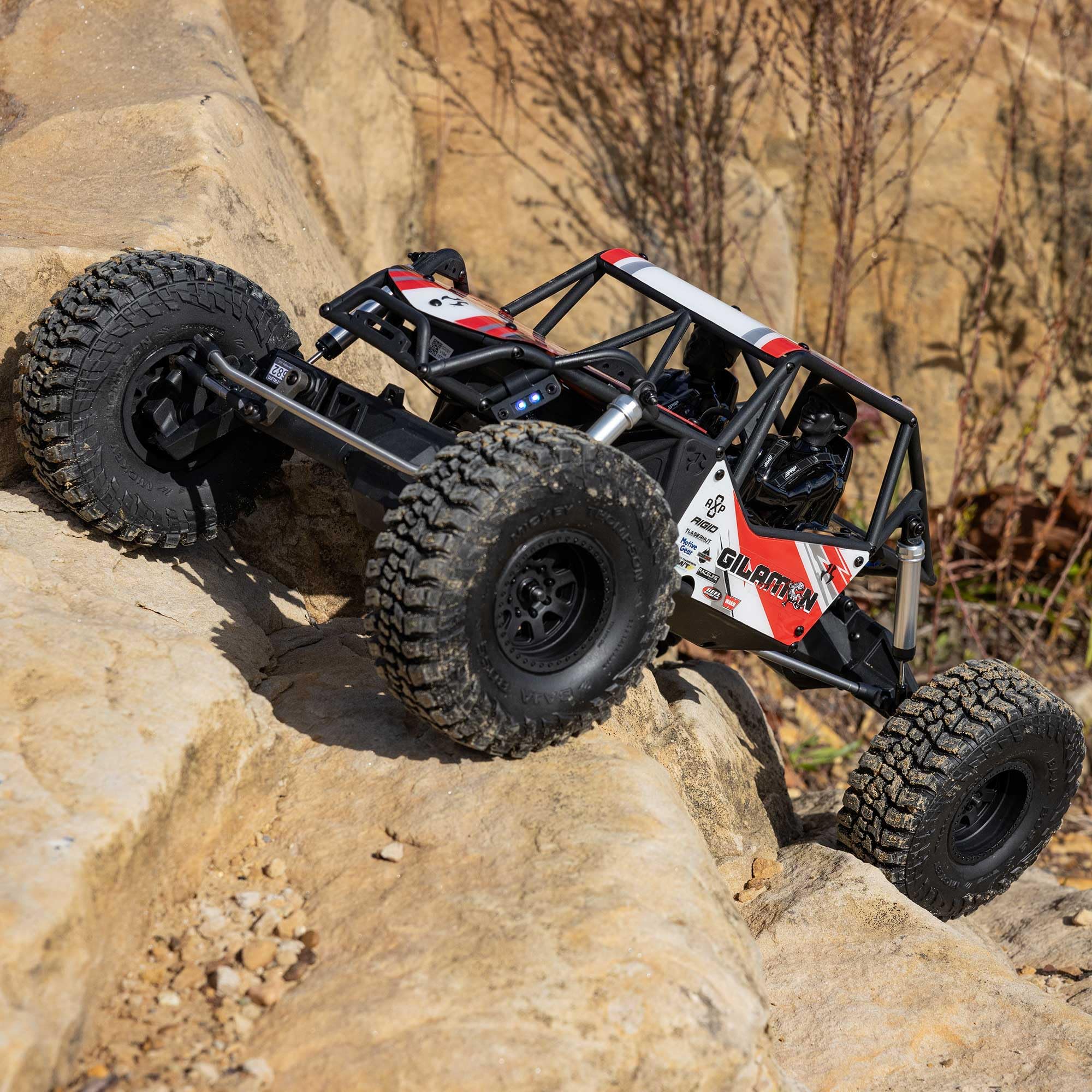 Axial 1:8 AXP8 Gilamon 2.2 4x4 Ready to Run Trail Buggy Rock Crawler, Motor de Cepillo, ASD, sin batería ni Cargador, Rojo