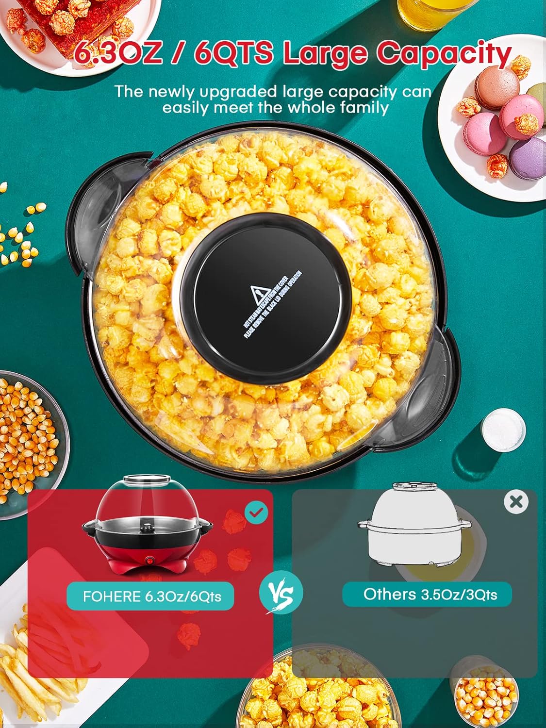 FOHERE Popcorn Machine components laid out