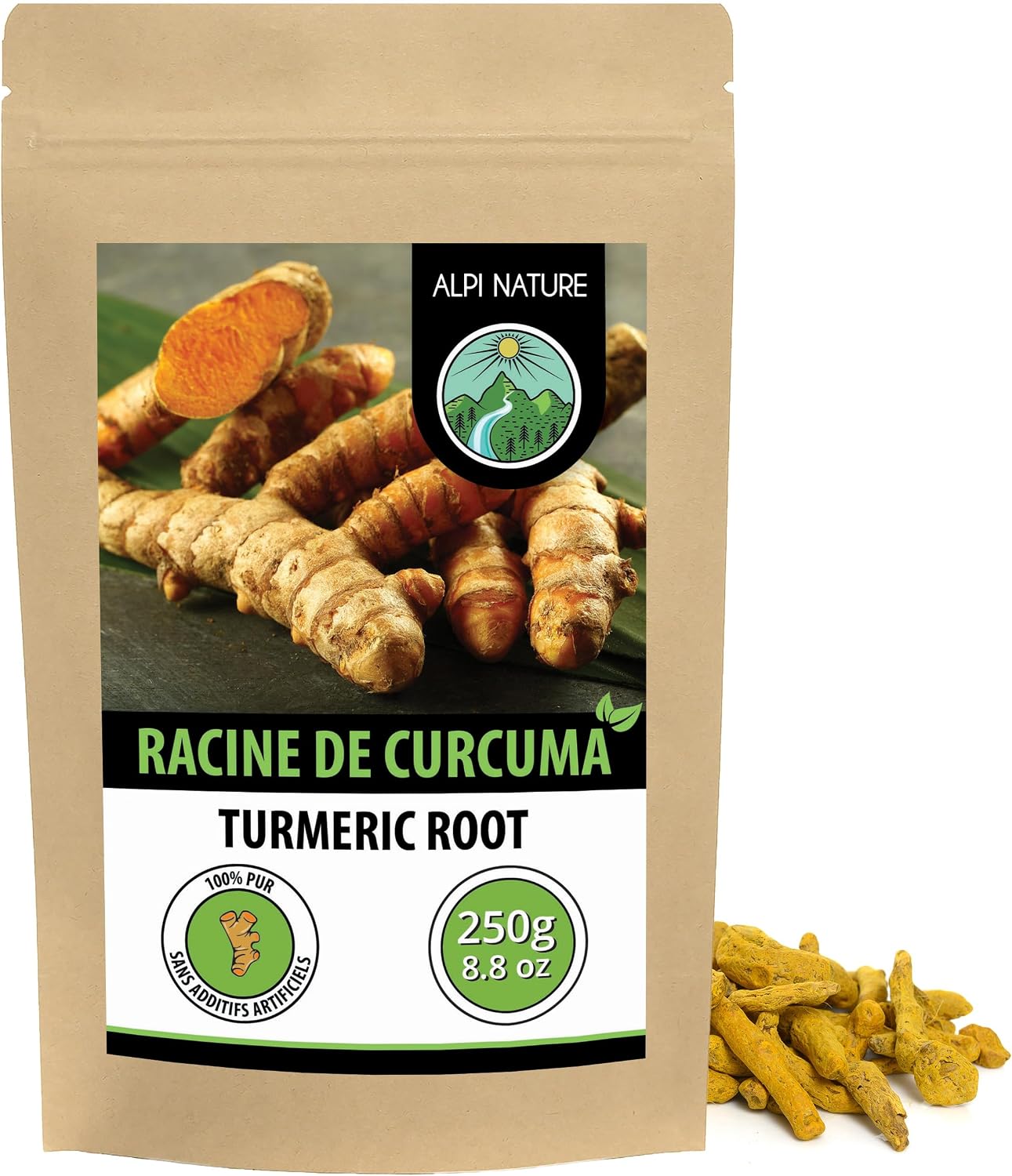 Alpi Nature Turmeric Root 250g, Dried Whole Turmeric Root Pieces for Cooking and Tea