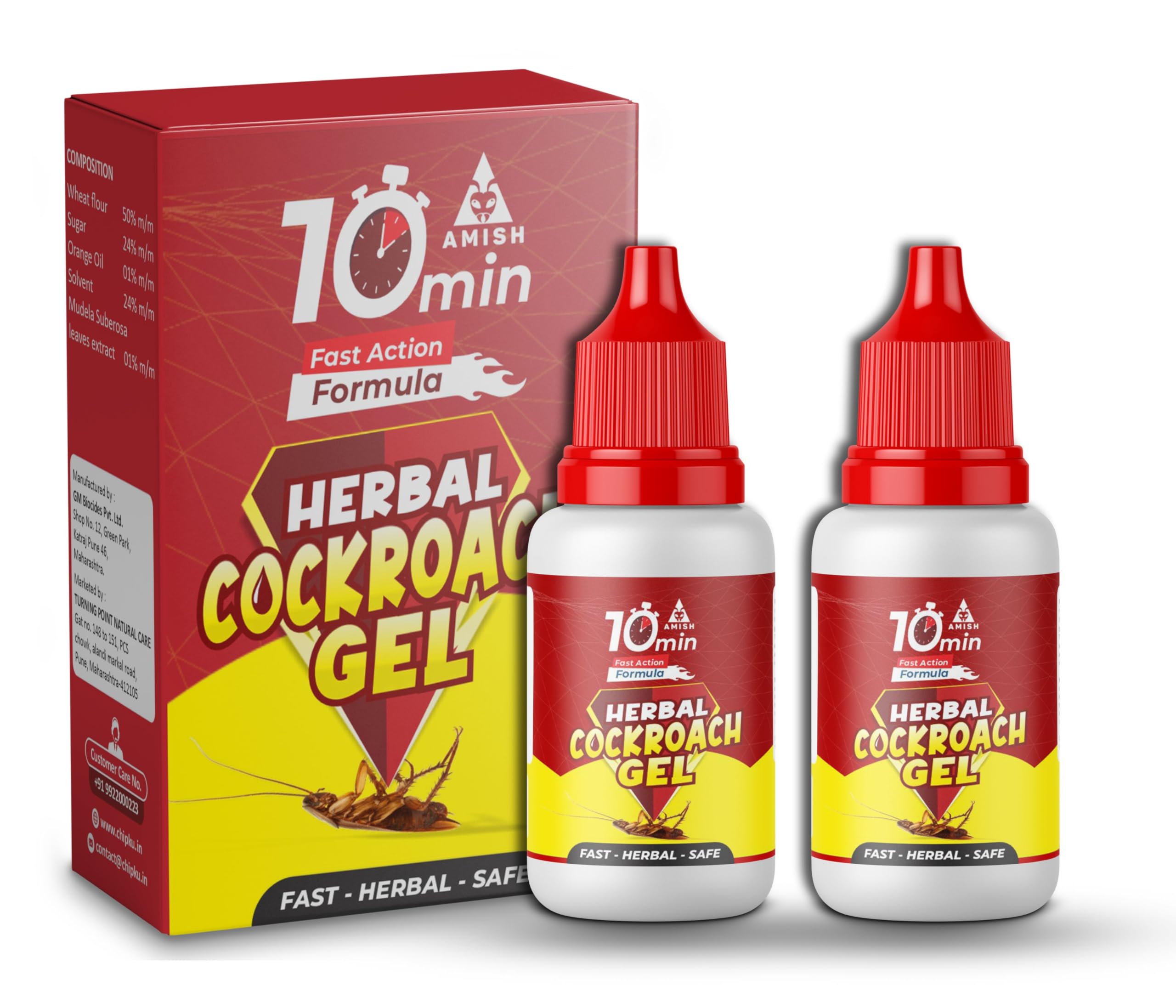 Amish C Herbal Cockroach Gel 30gm Pack of 2 |10 Minutes Result Guaranty|Removes Entire Cockroach Infestation|Powerful Cockroach Repellent For Home|100% Organic Chemical Free