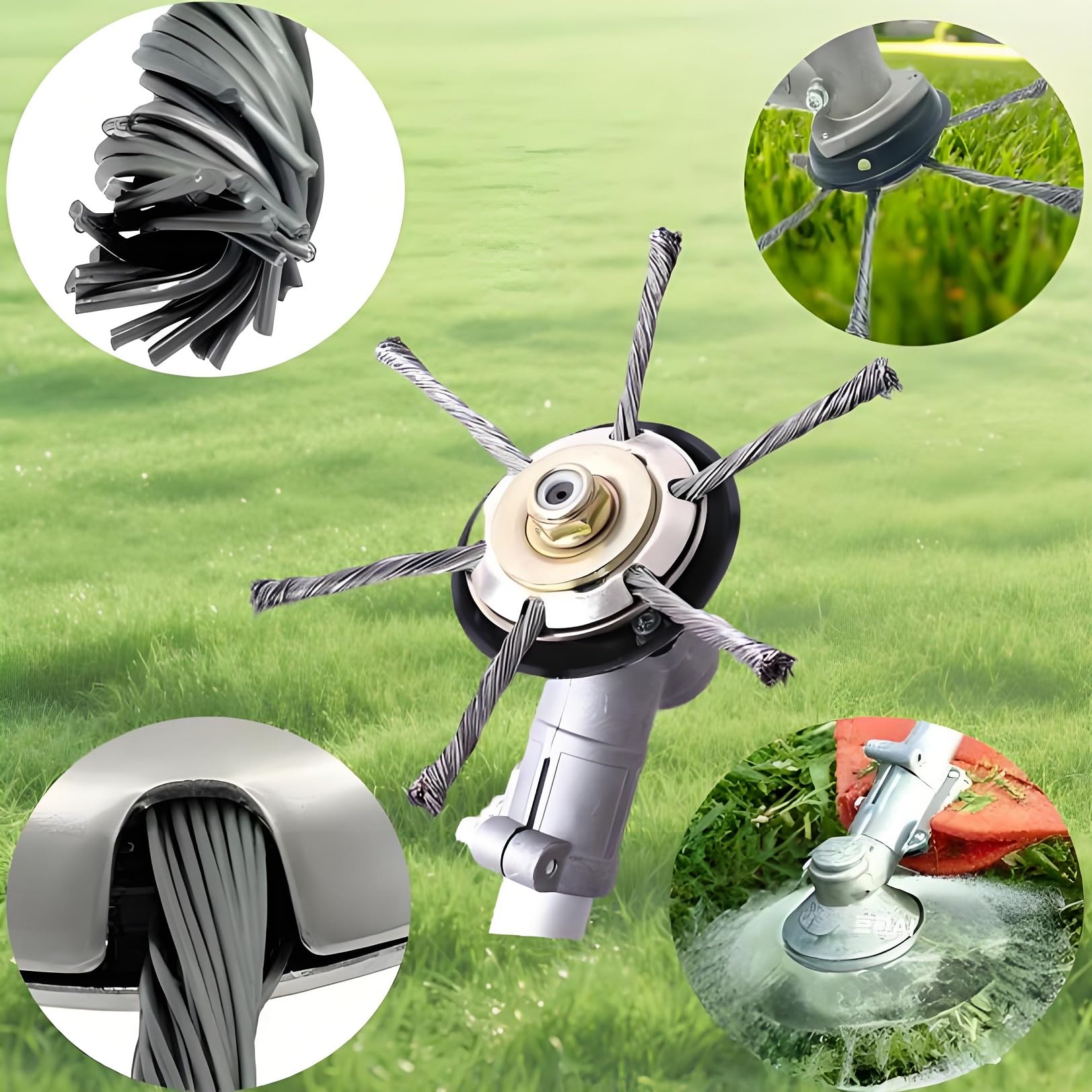 AGSYFFD 2 piezas de cabezal de alambre de acero para desbrozadora, cortadora de cepillo universal de 230 mm con kit de adaptadores de 5 piezas para cortacéspedes de gasolina, diseño de alambre anudado
