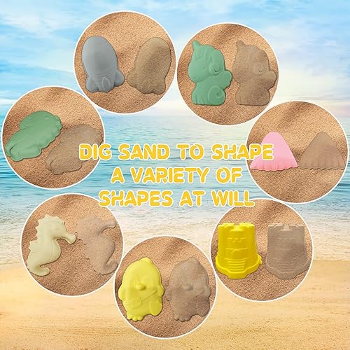 Miniatura 5 de weiff Juguetes de playa juego de 8 juguetes de arena de playa de silicona para niños cubos plegables de castillo pala 6 moldes de arena juguetes de