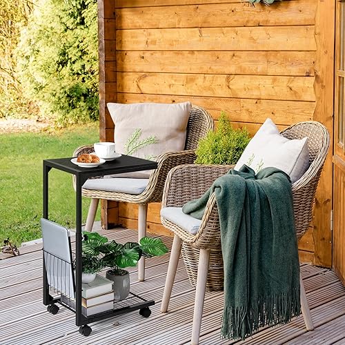 Miniatura 7 de FAGIGY Mesas de altura ajustable en forma de C, mesa auxiliar de mesa C para sofá, mesas de sofá que se deslizan por debajo, mesa auxiliar de sofá