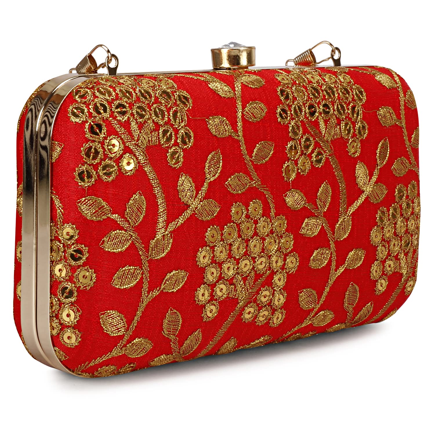 LONGING TO BUY Hand Crafted Designer Box Clutch - Zari Embroidery For Women