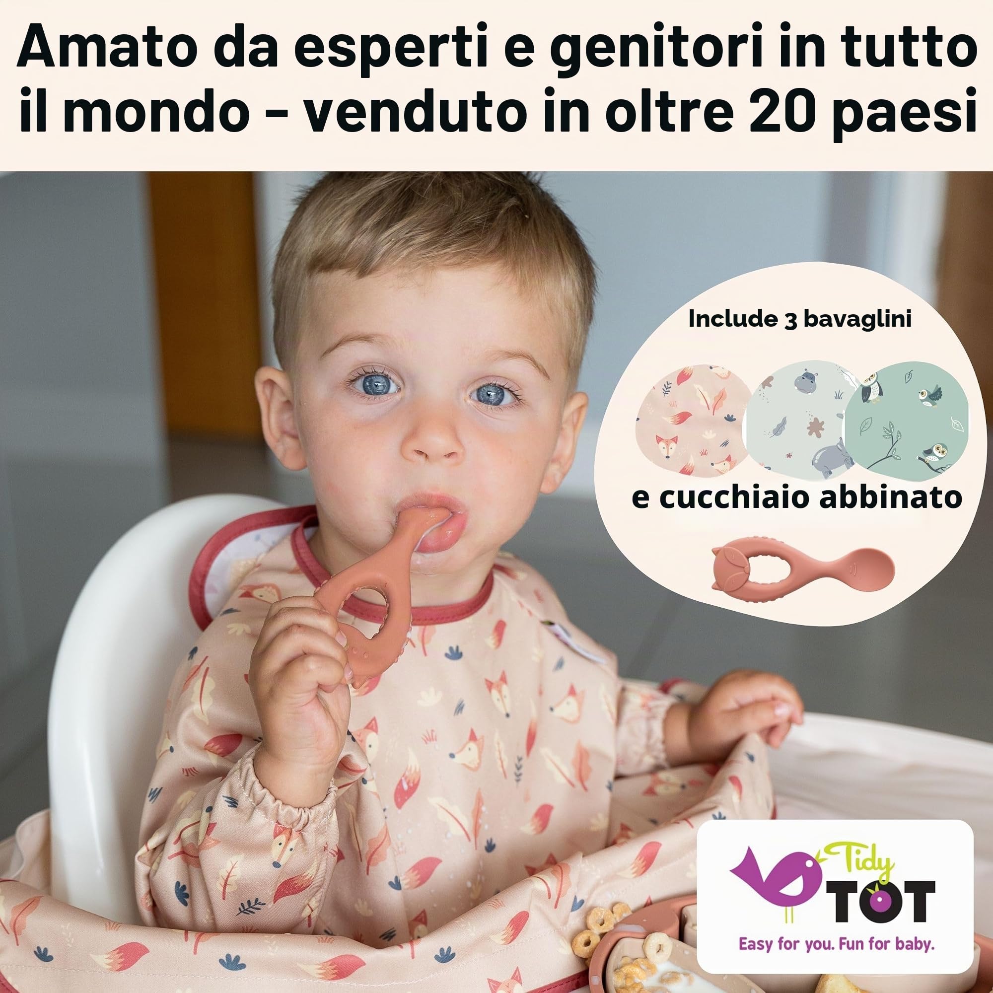 Tidy Tot Pacchetto Kit bavaglino e vassoio Vassoio + 3 bavaglino con maniche. Unisex. Taglia unica da 6 mesi a 2 anni. Essenziale per lo svezzamento.