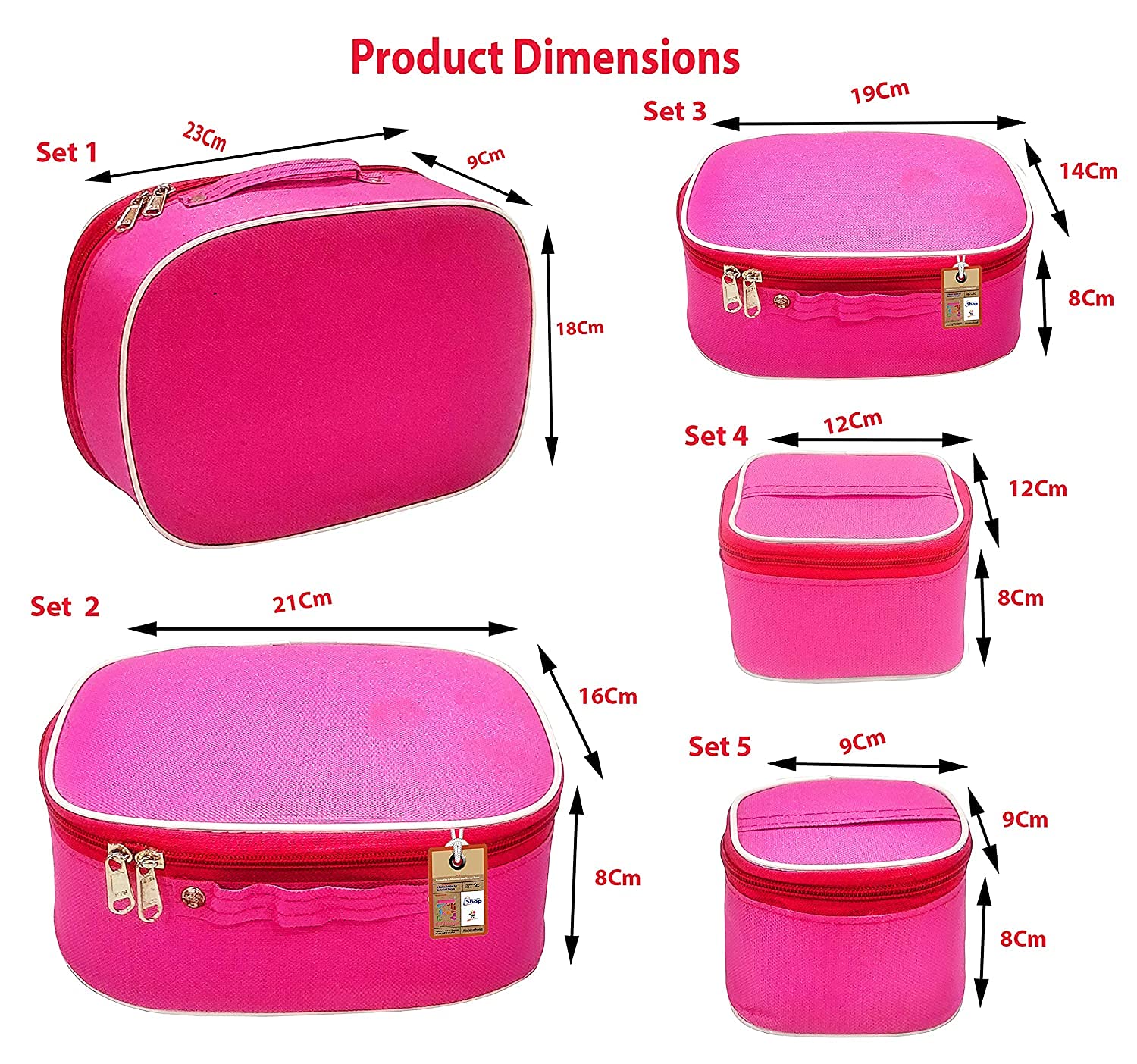 atorakushon Kosmetiktaschen-Set mit Reißverschluss, groß, mittelgroß, klein, 5-teilig, Geldbörsengröße, Make-up-Box für Damen, Kulturbeutel, Reisetasche, Aufbewahrung, Organizer, waschbar,