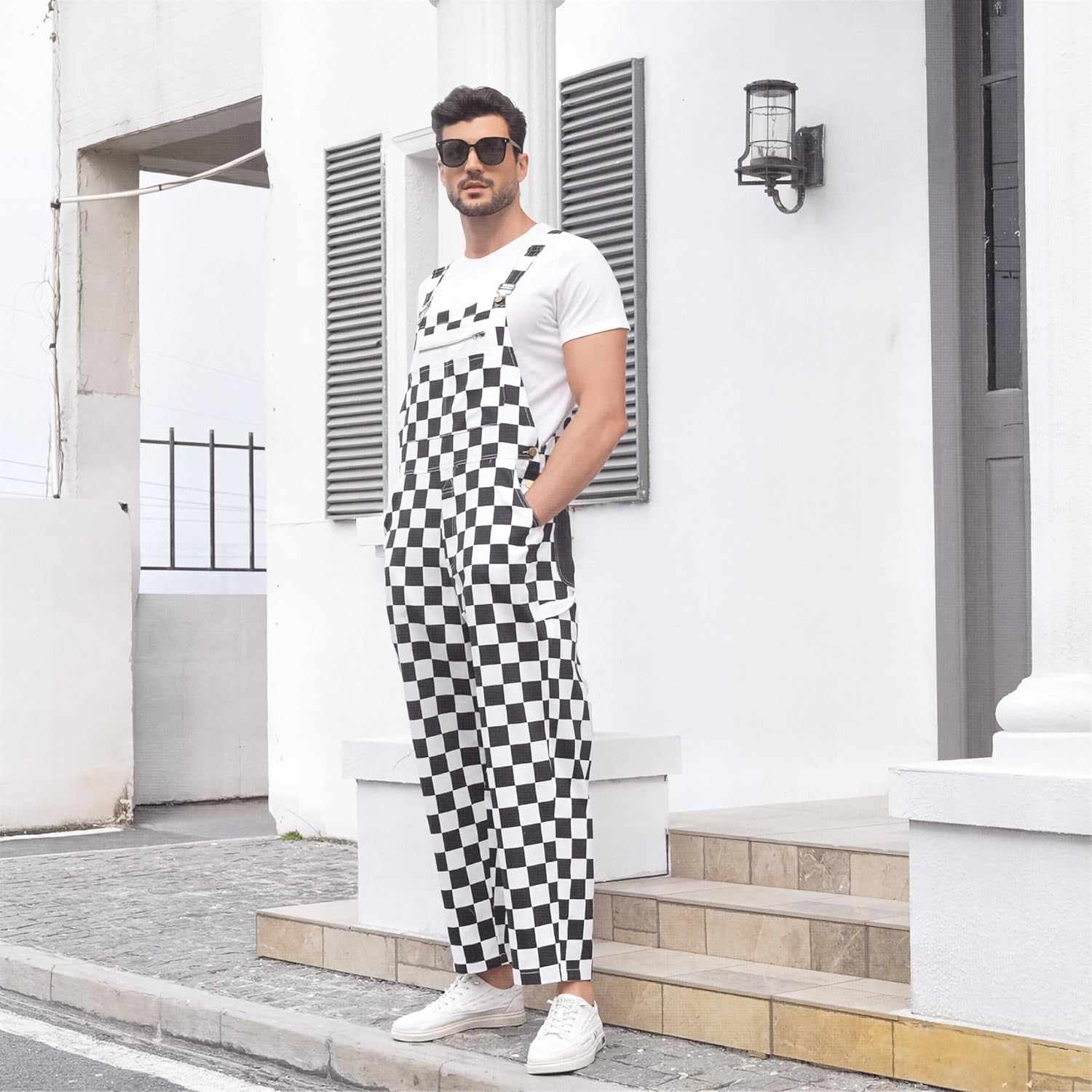 Men Overalls Mardi Gras Overalls USA Overall Checkered Overall Men Women Fun Game Bibs Coveralls Pants Jumpsuits - Image 6
