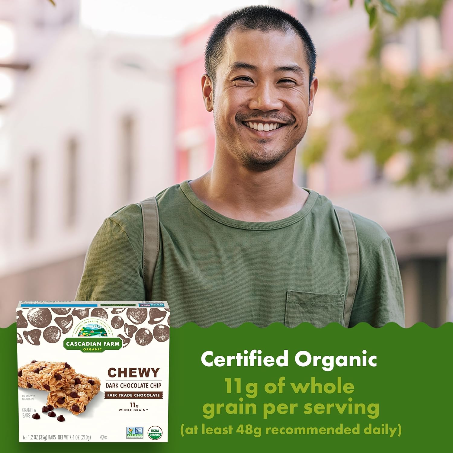 , Bar Granola Chocolate Chip Organic, 7.4 Ounce