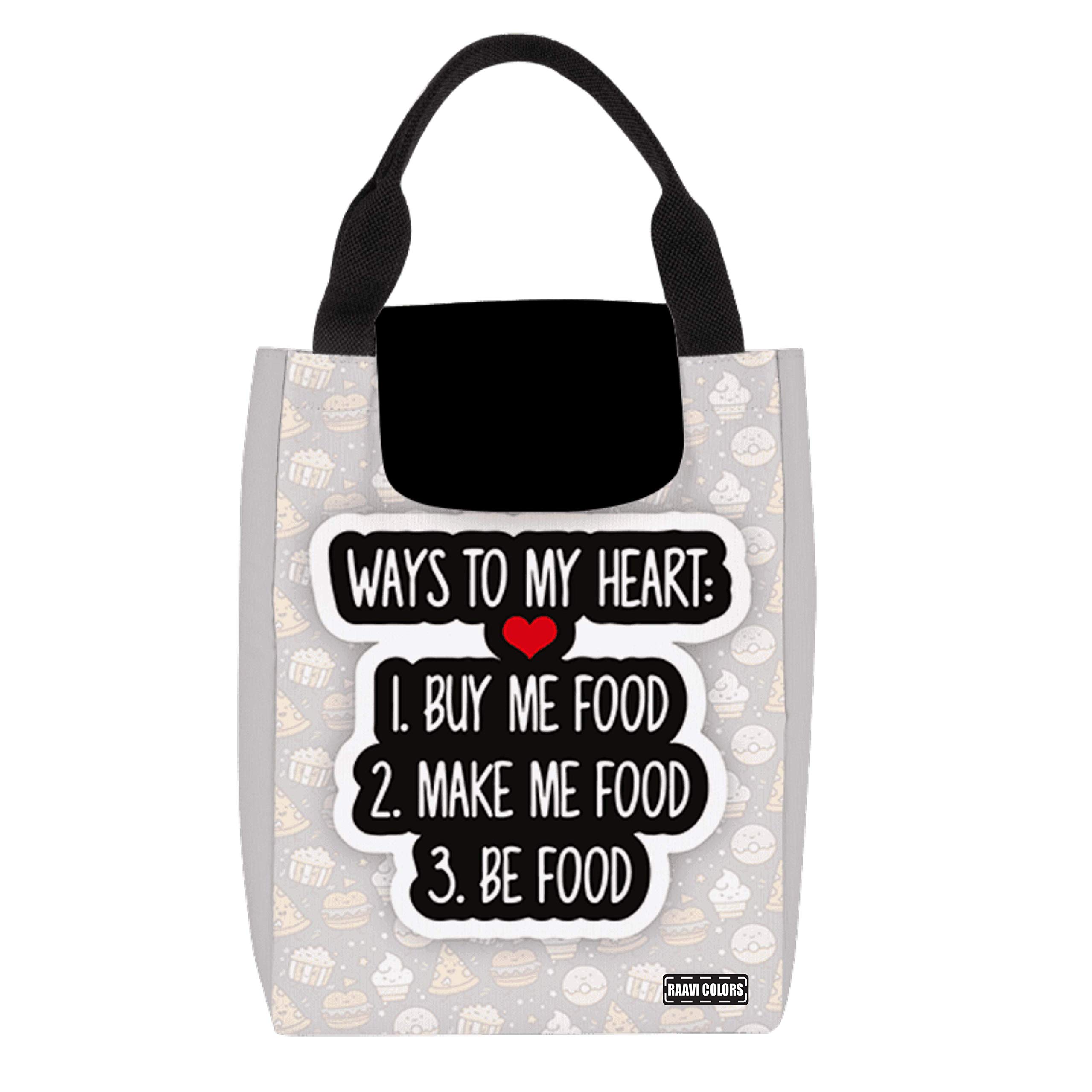 Raavi colors Insulated Lunch Bag Way to My Heart for Office Men, Women and Kids, Anti-lint Tiffin Bags for School, Picnic, Work, Carry Bag for Lunch Box