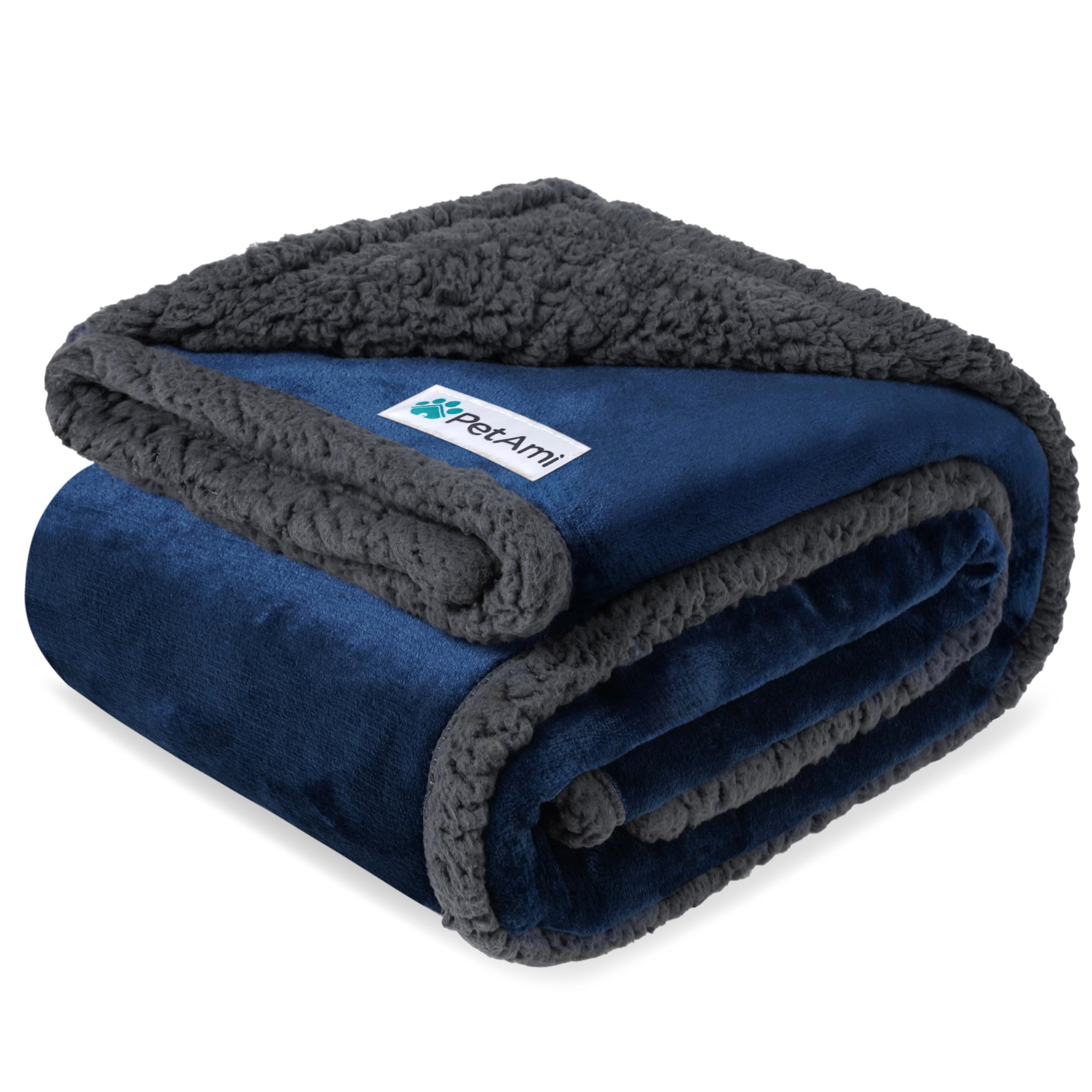 PetAmi Waterproof Dog Blanket for Medium and Large Dogs Puppies Cats Sherpa Fleece Reversible Throw for Couch Leak-proof Protection Soft Washable 152 x 102 cm Navy Blue โ image 1