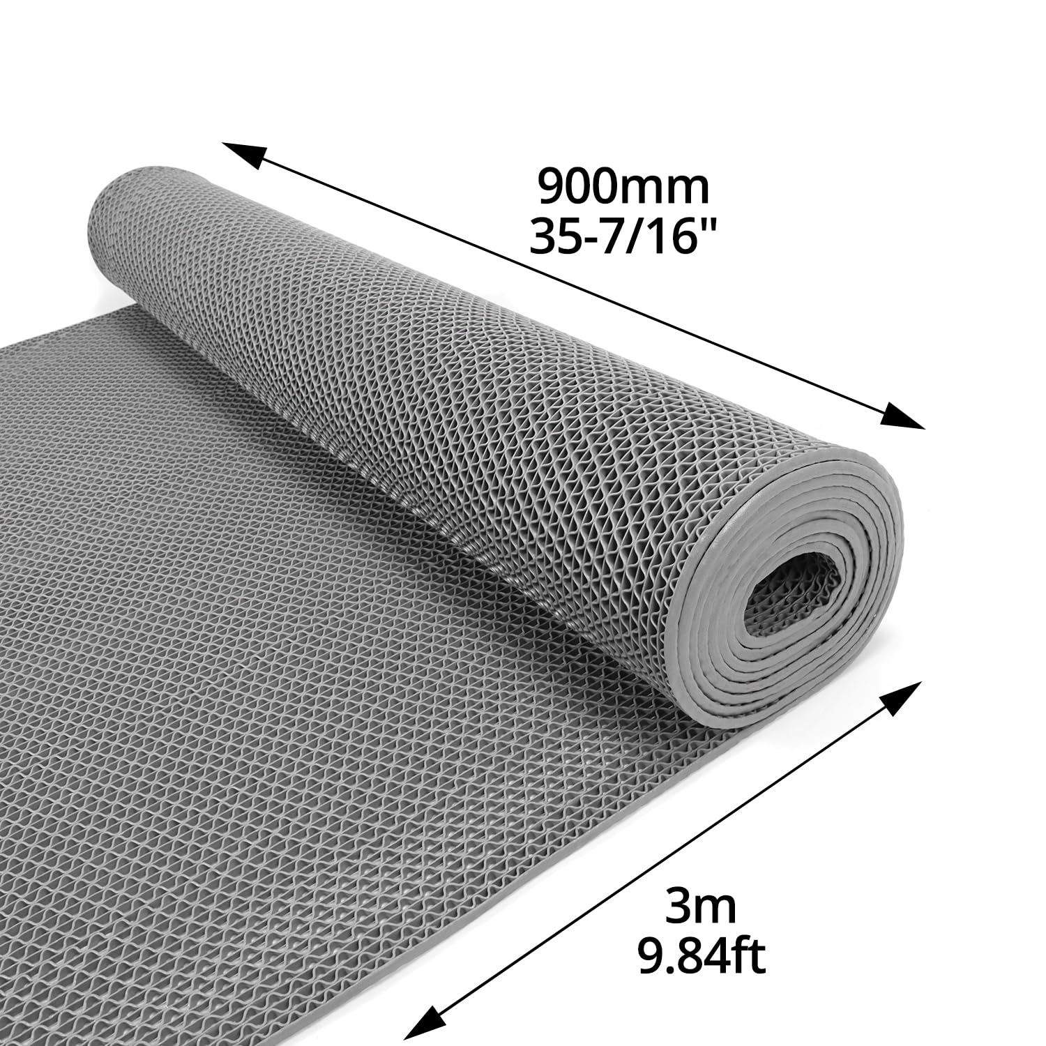 QWORK® PVC Drainagematte für Nassbereiche - 0,9m x 3m, 5,5mm Dick - rutschfeste Saunaläufer Duschmatte für Küche, Balkon, Bars & Restaurants