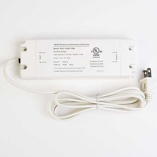 Miniatura 5 de Transformador de controlador regulable Triac de 12 V, certificación UL, 60 W, voltaje constante, clase 2, 100 V, fuente de alimentación de entrada