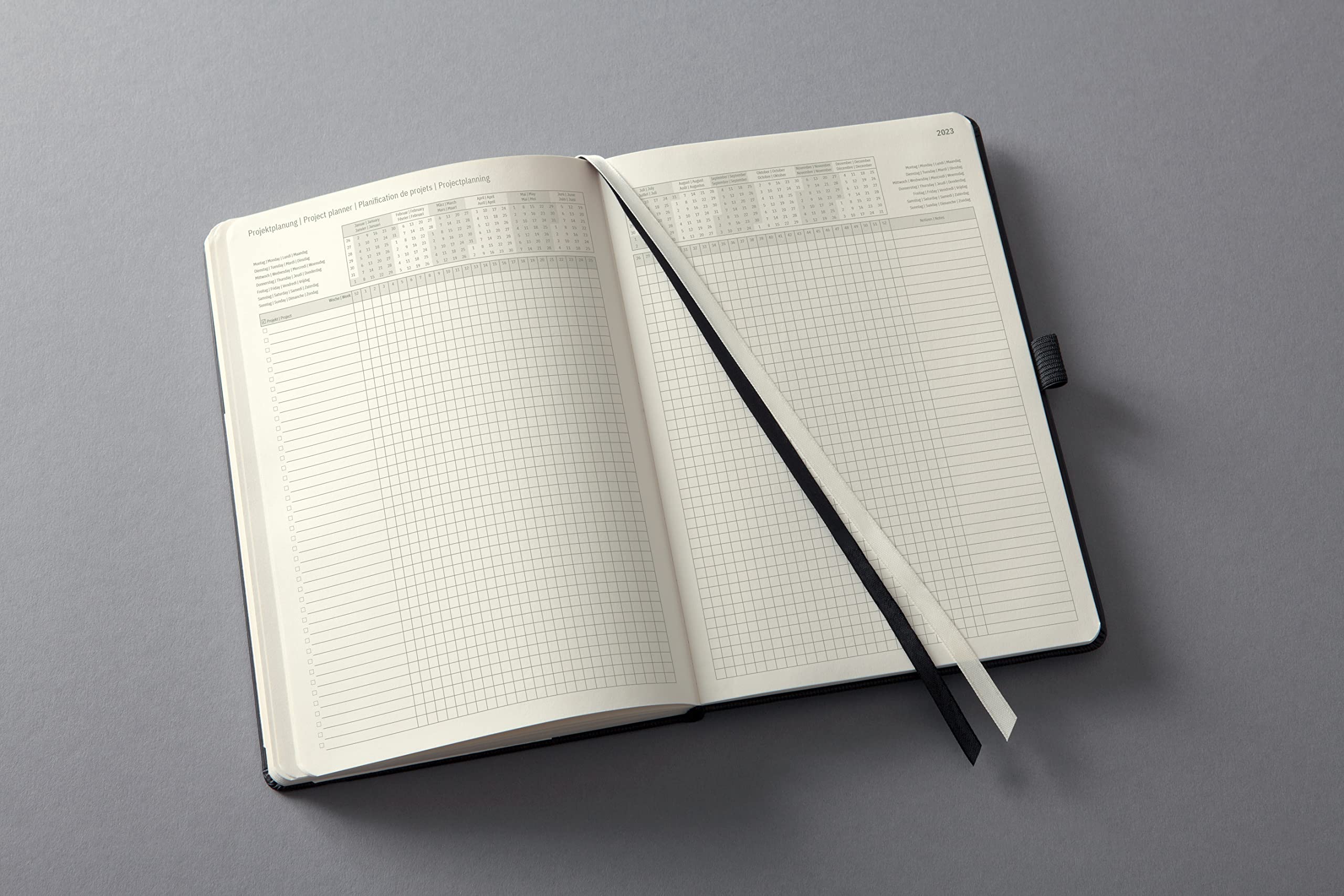 SIGEL C2304 Agenda profesional Conceptum 2023 - A4+ - negro - hardcover - una página = un día - 480 S.