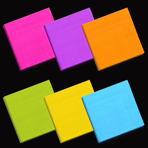 Miniatura 3 de Resinta 120 servilletas de cóctel de neón, servilletas de papel de 2 capas para recuerdos de fiesta, 6 colores