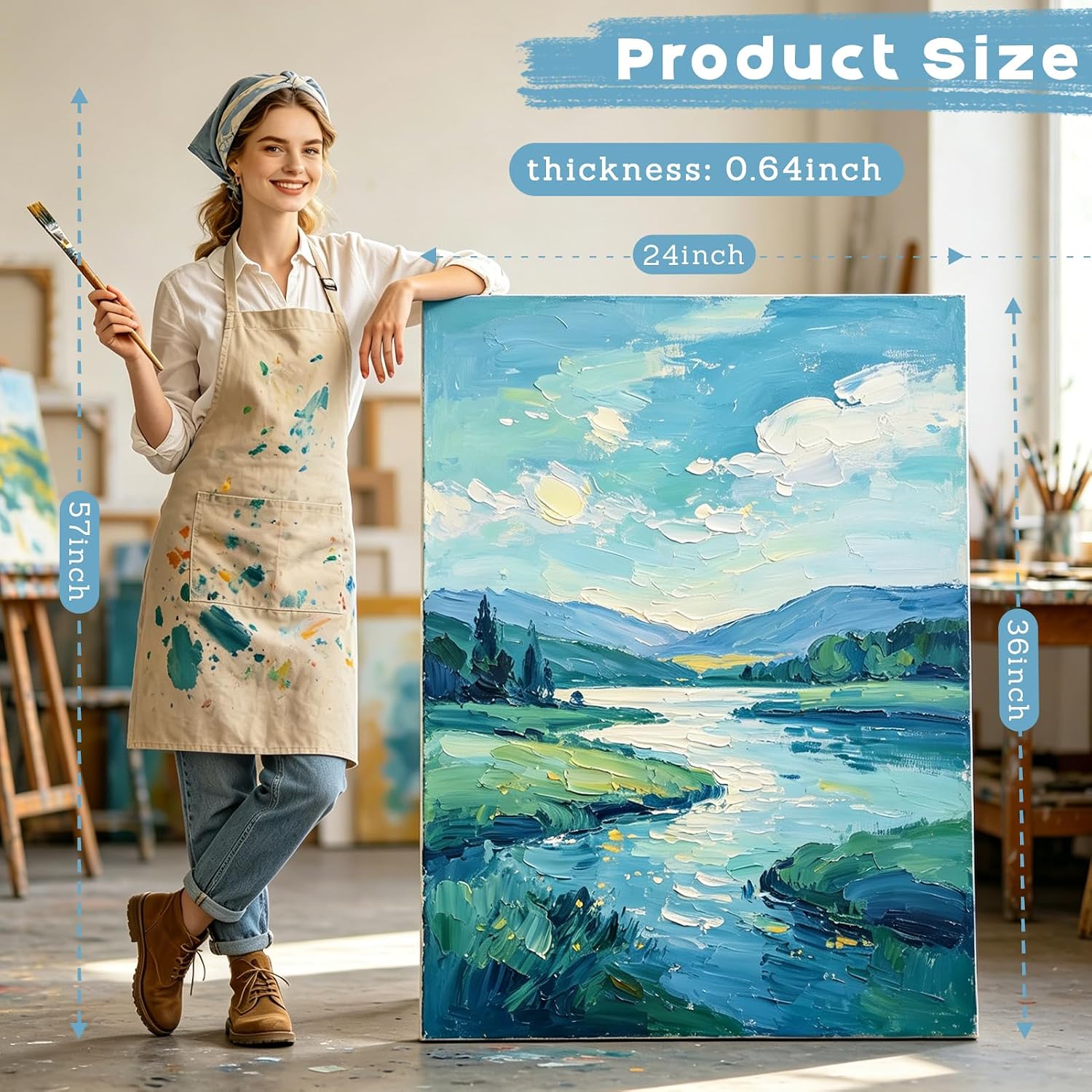 Stretched Canvas for Painting Big Paint Canvases 24x36 Inch Large Painting Canvas Cotton Blank Canvas for Oil Paint Acrylics Pouring Pour Painting Watercolor Tempera 2 Pack
