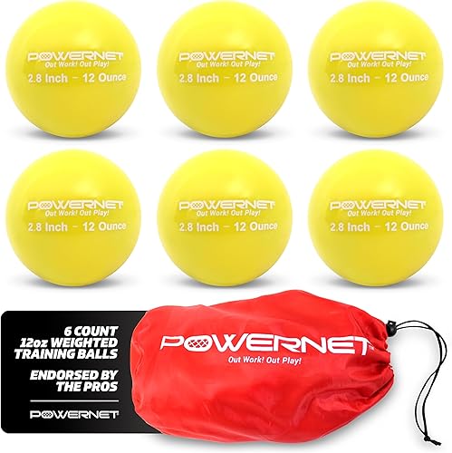 PowerNet Pelotas de entrenamiento de bateo alemán con peso de Márquez de 2.8 pulgadas (paquete de 6) 12 a 20 onzas Construye fuerza y músculo