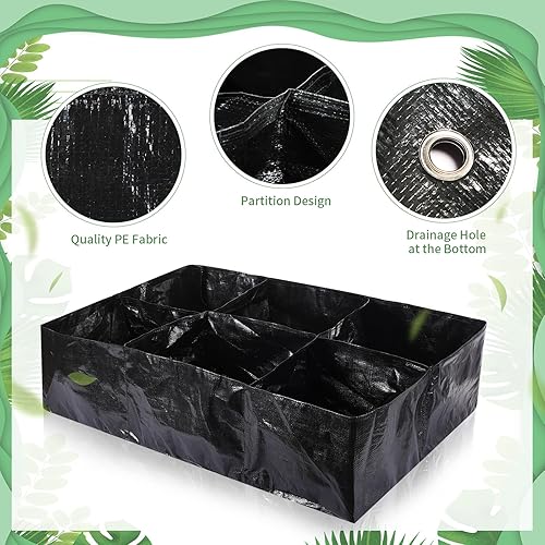 Miniatura 3 de 6 piezas de 35 galones de tela elevada cama de jardín transpirable contenedor de cultivo con 6 compartimentos rectangular grande elevado cama de