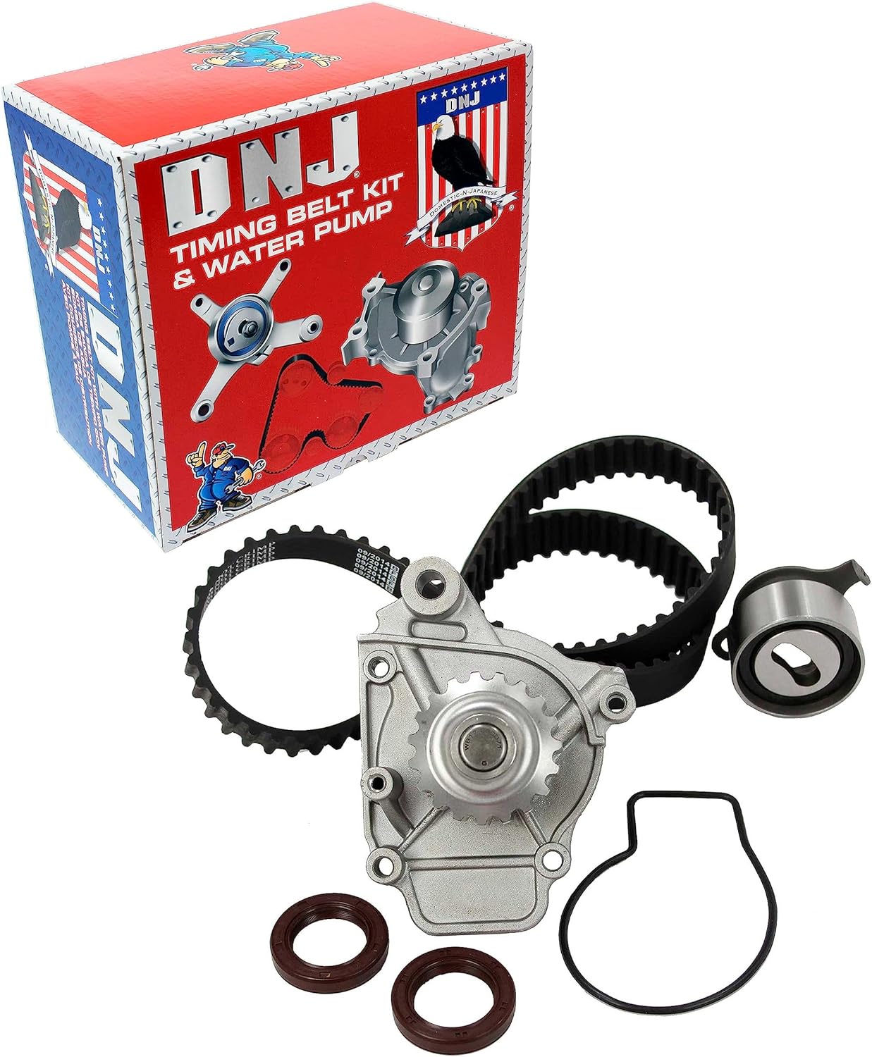 DNJ TBK290AWP Timing Belt Kit with Water Pump for 1988-1991 Honda Civic CRX 1.6L L4 16V SOHC 1588cc