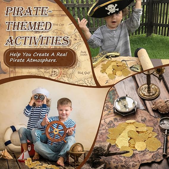 Hanaive 200Pcs Metal Pirate Coins, Gold, Irregular, Retro