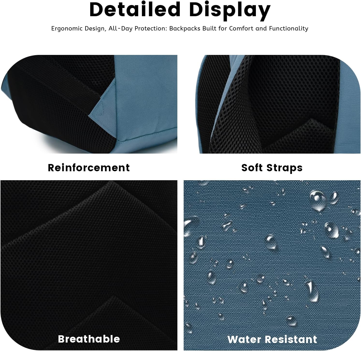 Lanola Basic Multi-Pocket Multipurpose Backpack Classical Water Resistant Bookbag For School Business Travel or Casual Daypack Backpacks For Men Or Women - Turquoise - Image 6