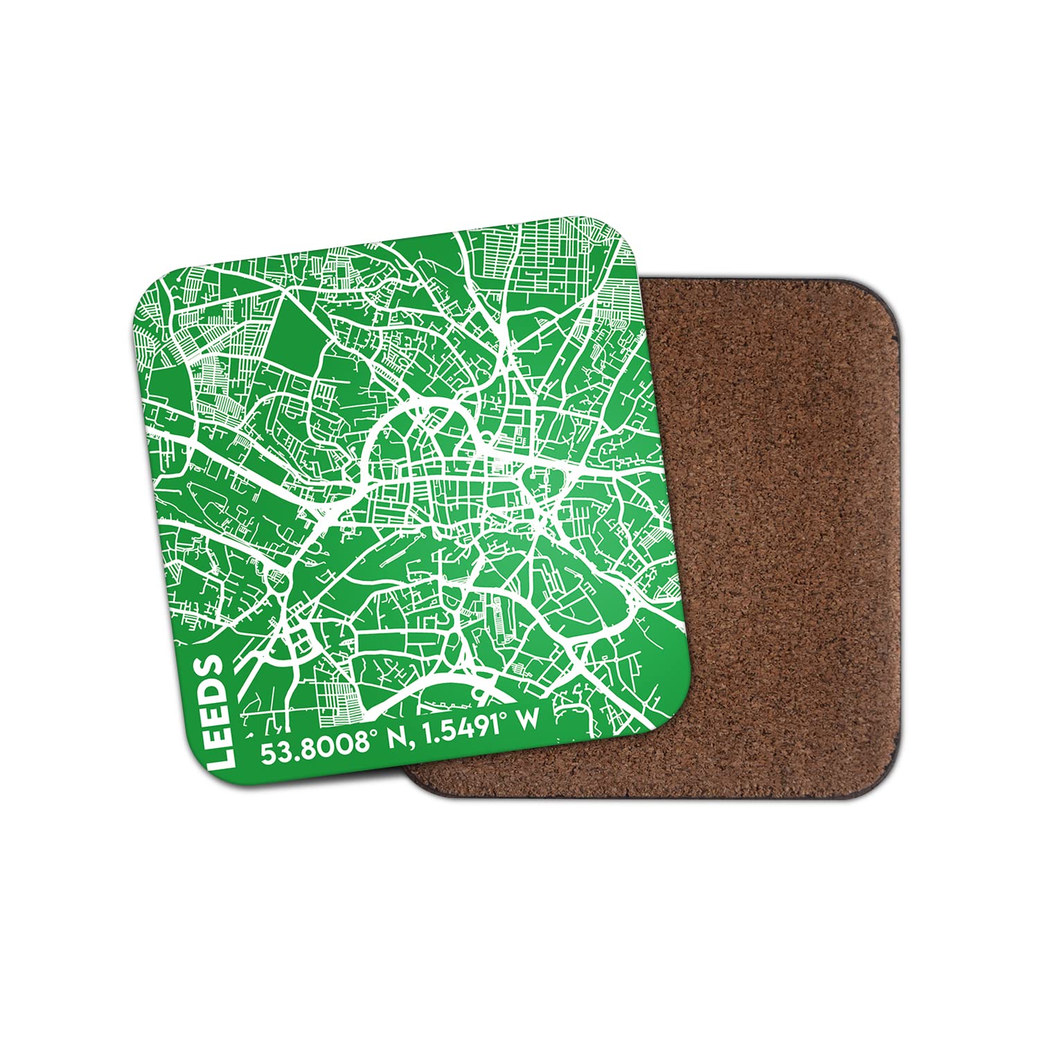 Dv Design Multicolor Square Single Coaster - Leeds City Map England Yorkshire Travel Uk Gift #76984