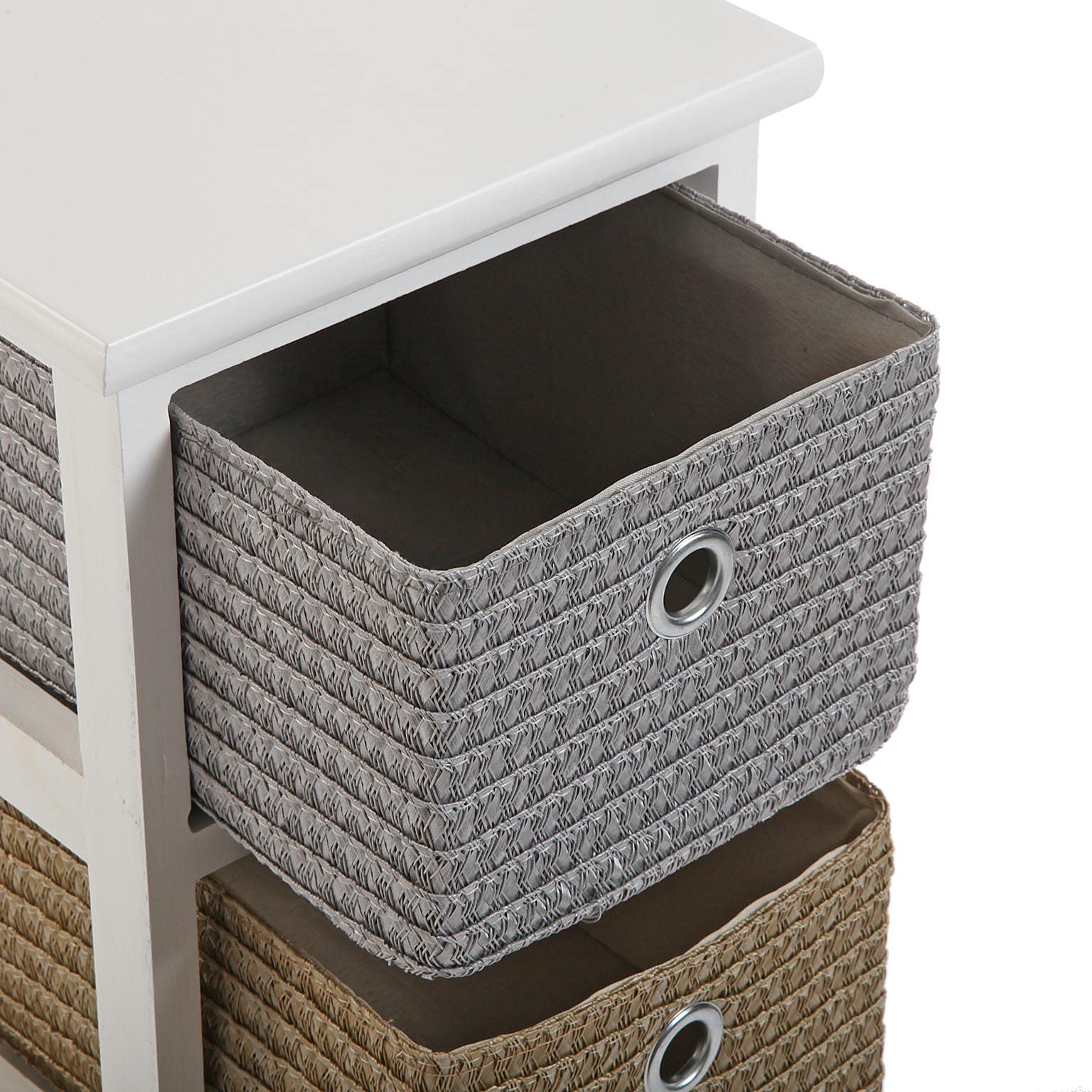 Versa Lingbo Mueble para el Baño Auxiliar, Cajonera con 4 cajones para organizar, Almacenaje Moderno y Divertido, Medidas (Al x L x An) 72 x 30 x 25 cm, Madera y Plástico, Color Blanco