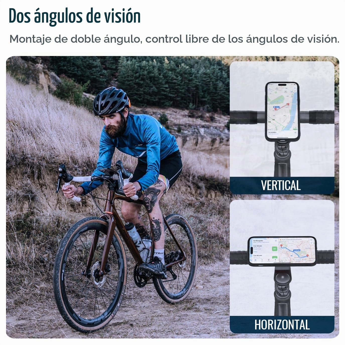 sincetop Soporte movil Bicicleta Potencia,Soporte Teléfono Celular Bici Manillar Bicicleta Montaña,Liberación Rápida Bicicletas Montaña y Carretera【Serie C-2da Gen】
