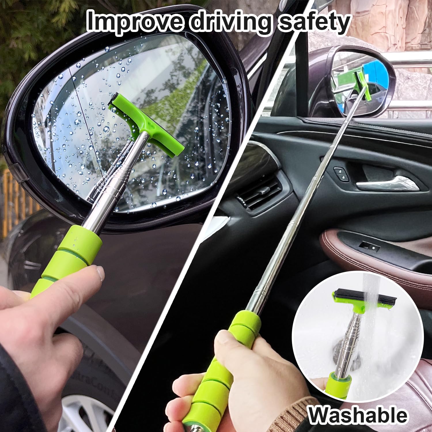 Juego de Limpiador Parabrisas Coche Retráctil y Limpiaparabrisas Retractable Espejo Retrovisor Coche, Limpiador Parabrisas Ventanas Coche Interior para Hogar y Exterior