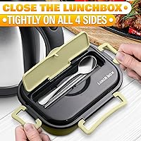 Vista 6 de Contenedor de almuerzo con retención de comida caliente, contenedor de almuerzo de oficina con compartimentos, acero inoxidable y plástico duradero