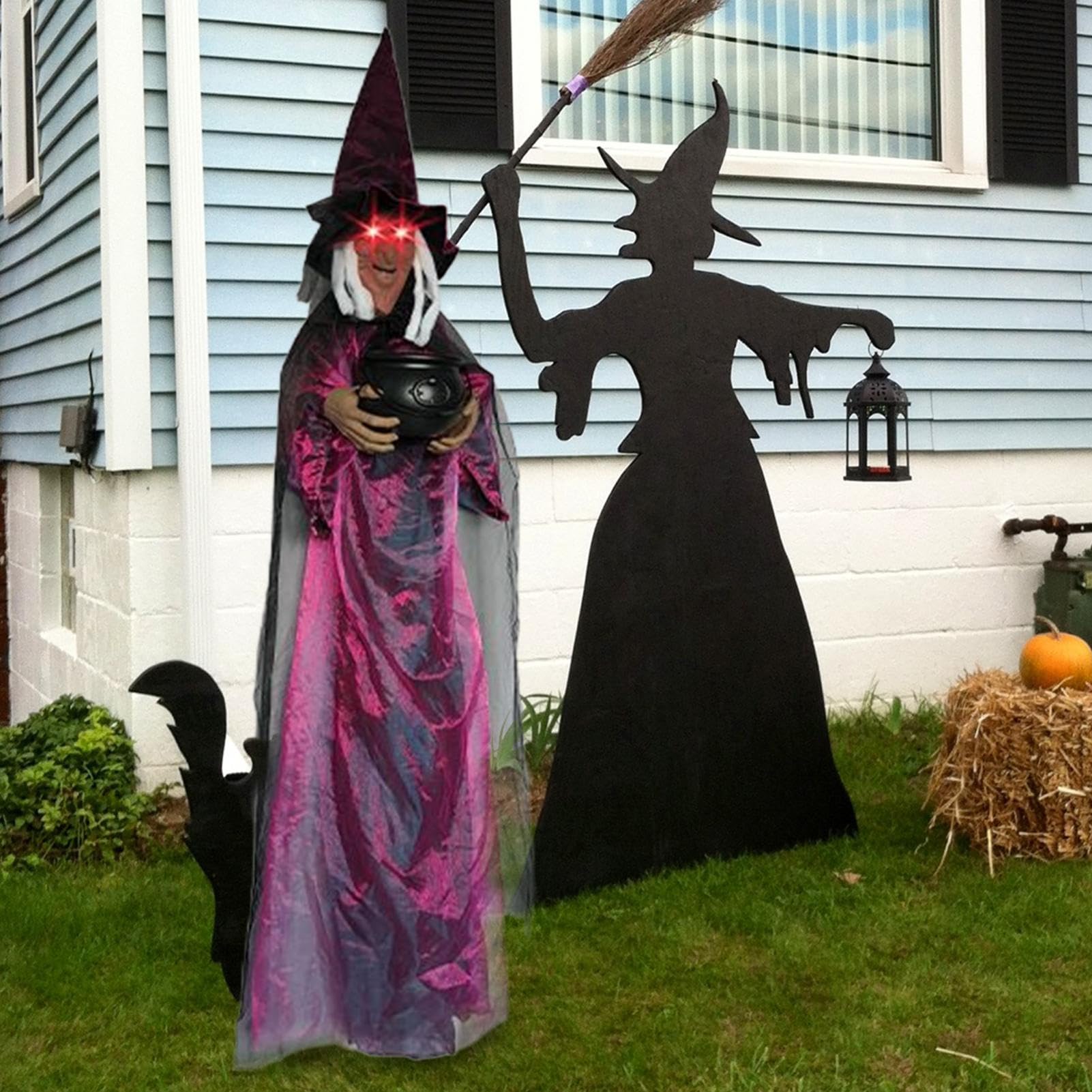 Halloween Hexe Dekoration 180 cm Außen-Spukhaus-Requisite mit Schrei- und