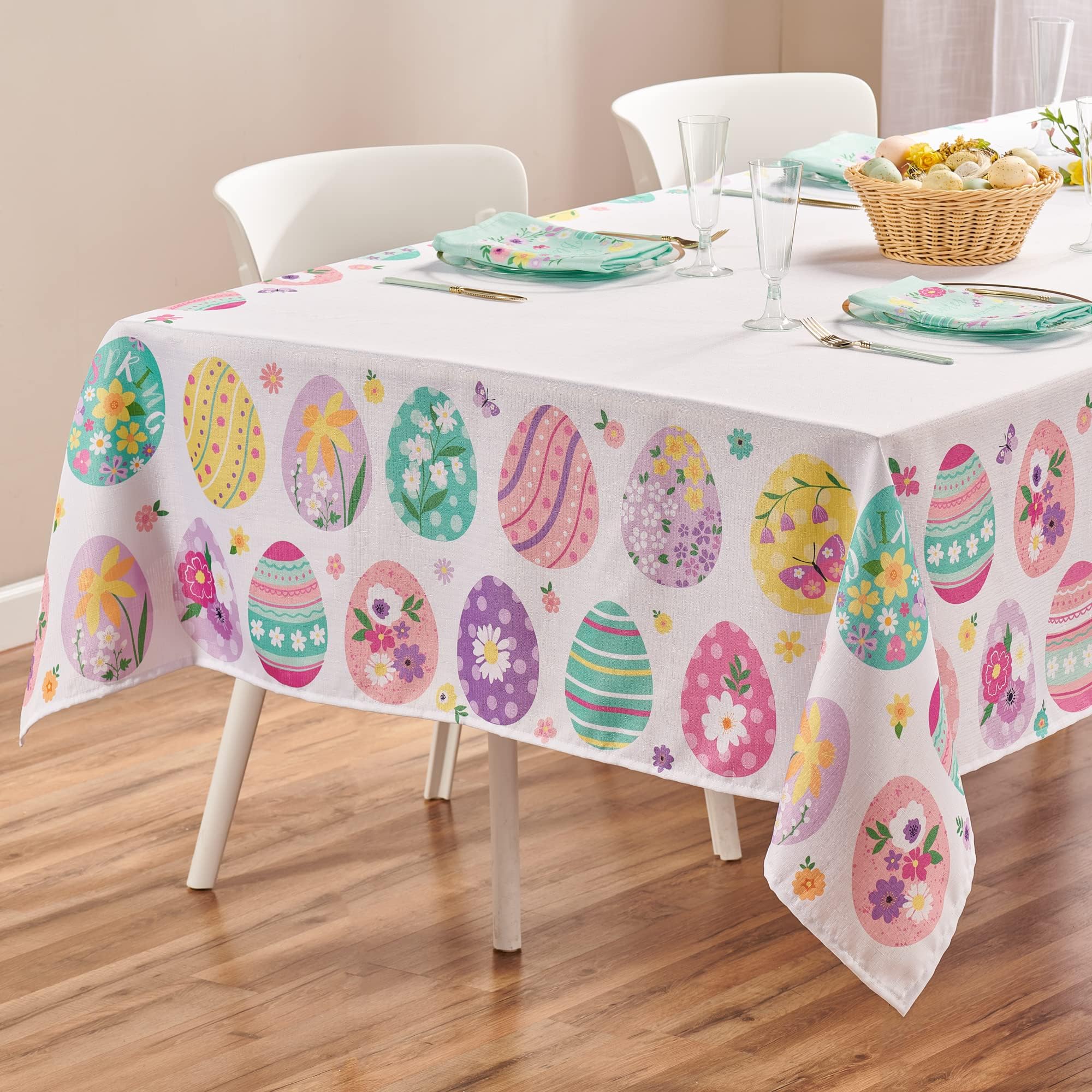 Kadut Easter Tablecloth Rectangle, Easter Eggs Fabric Table cloth, Elegant, Bold and