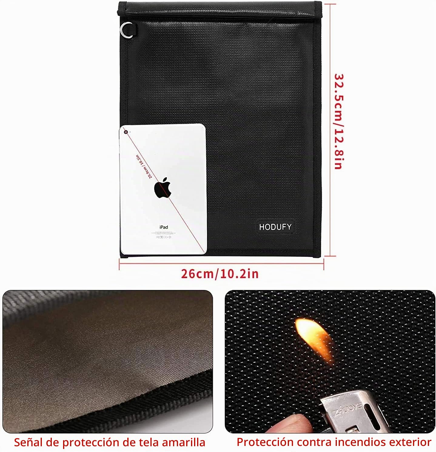 Faraday, Bolsa para tabletas (12.8x10 pulgadas), bolsa ignífuga e impermeable para llaves RFID, bolsa de bloqueo de señal