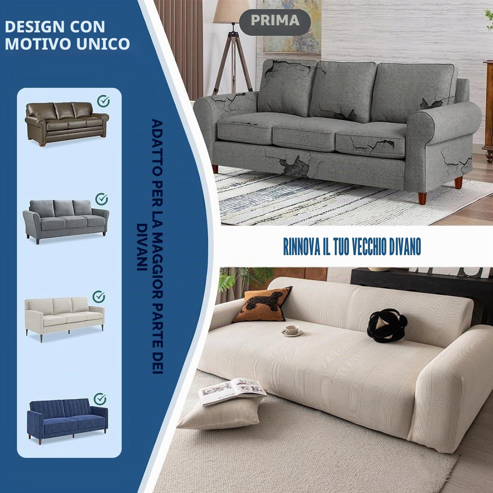 Copridivano Impermeabile 1/2/3/4/5 Posti Con Braccioli,Copridivani Elasticizzato Antiscivolo,Universale Copri Divano AntiGraffio Gatto,Sofa Cover Antimacchia Lavabile(Beige C,305cm-360cm)