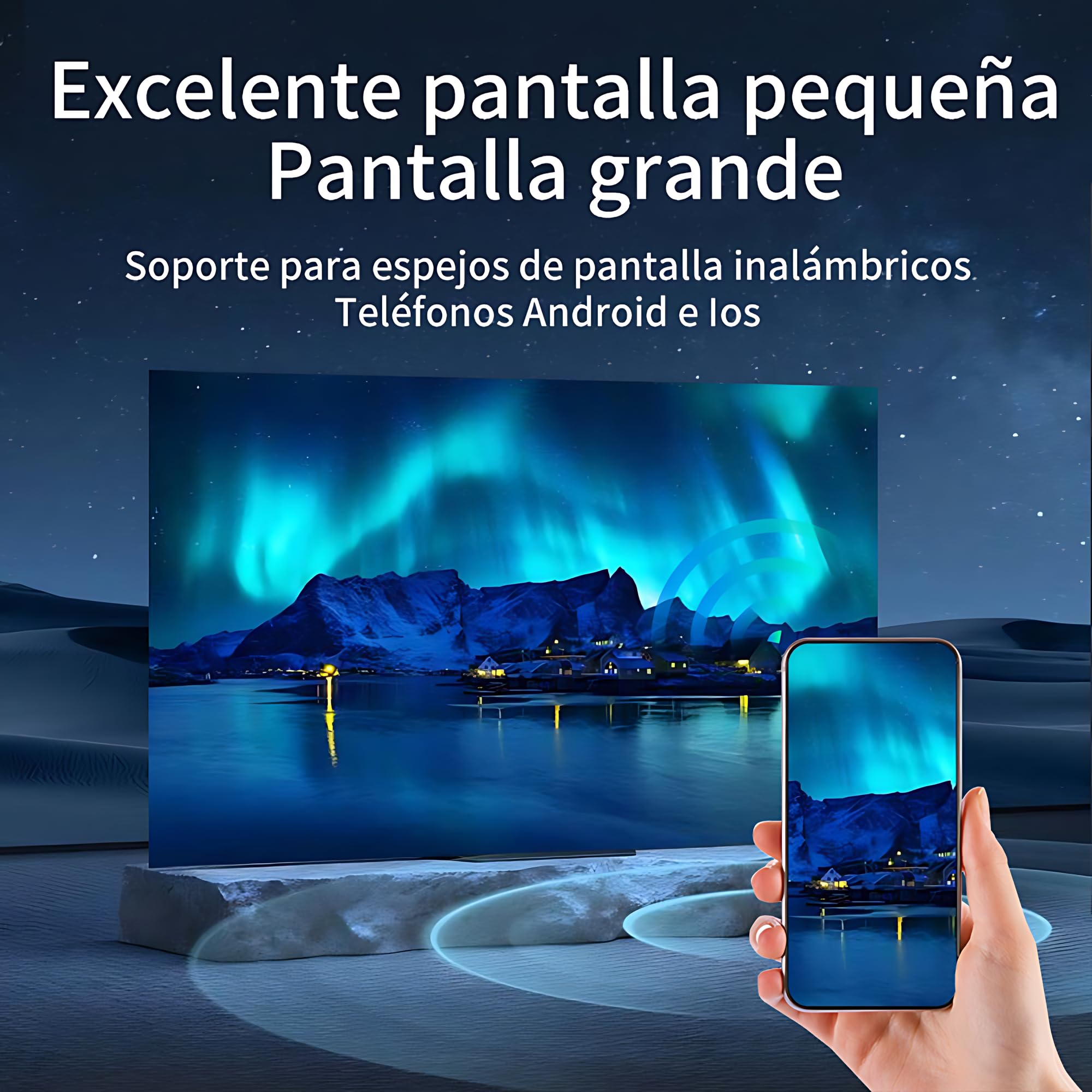 Mini Proyector Portátil con Android 11, Proyector 4K Soporte y 1080P Nativo, WiFi 6 y Bluetooth 5.0, Rotación 360°, Cine en Casa, Exteriores y Fútbol en Vivo (40-150")