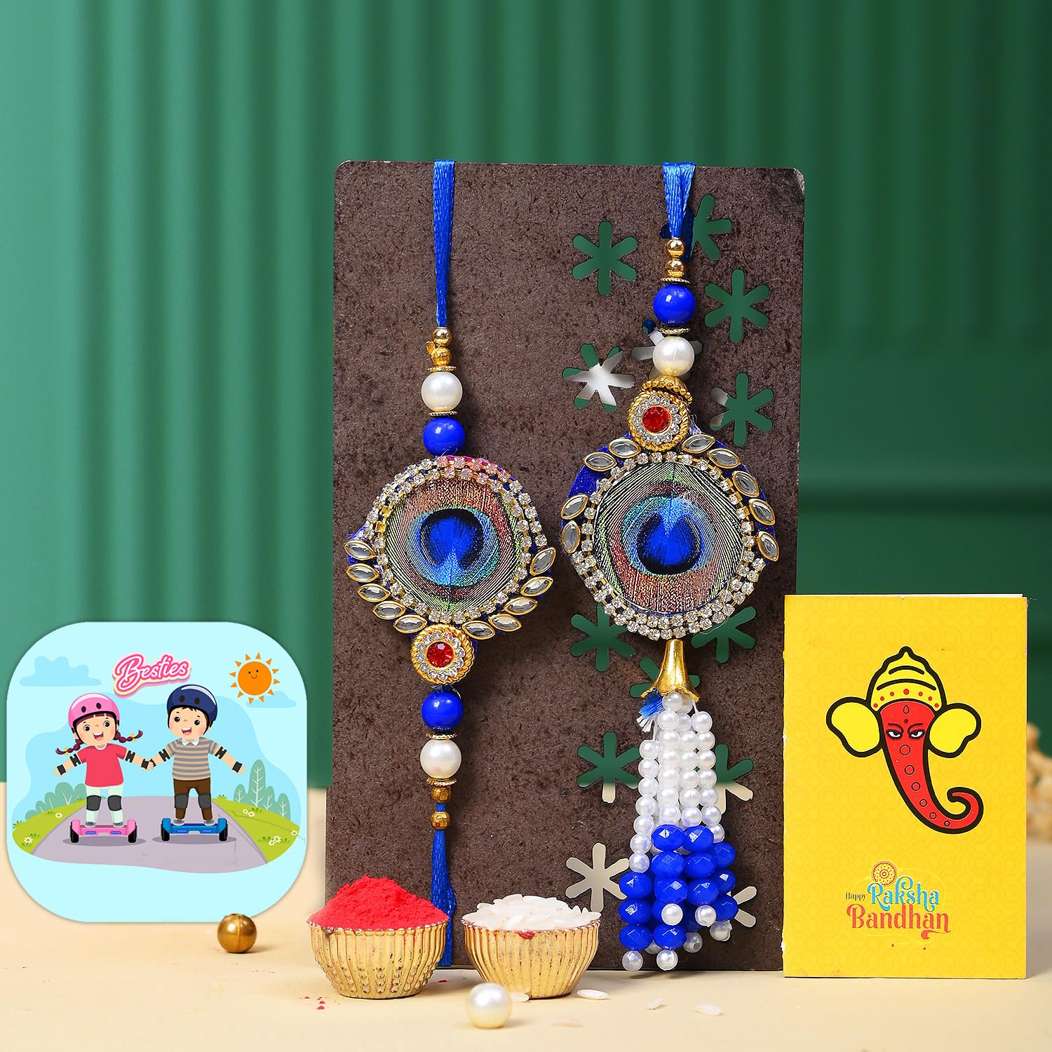CraftVatika Magnet with Rakhi Gift for Brother Bhabhi, Rakhi Gift Combo for Bhaiya Bhabhi Couple Rakhi for Bhai Bhabhi Rakhi with Magnet, Fridge Magnet for Fridge Door Decor-picture-25