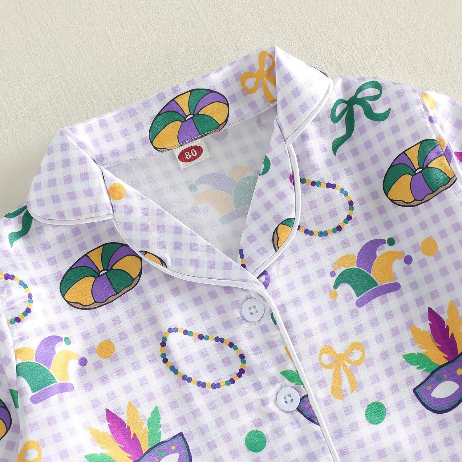 Toddler Kids Girl Spring Pajamas Baby Purple Satin Silk Button Down Shirts Jammies Carnival Matching Pjs Outfits - Image 5
