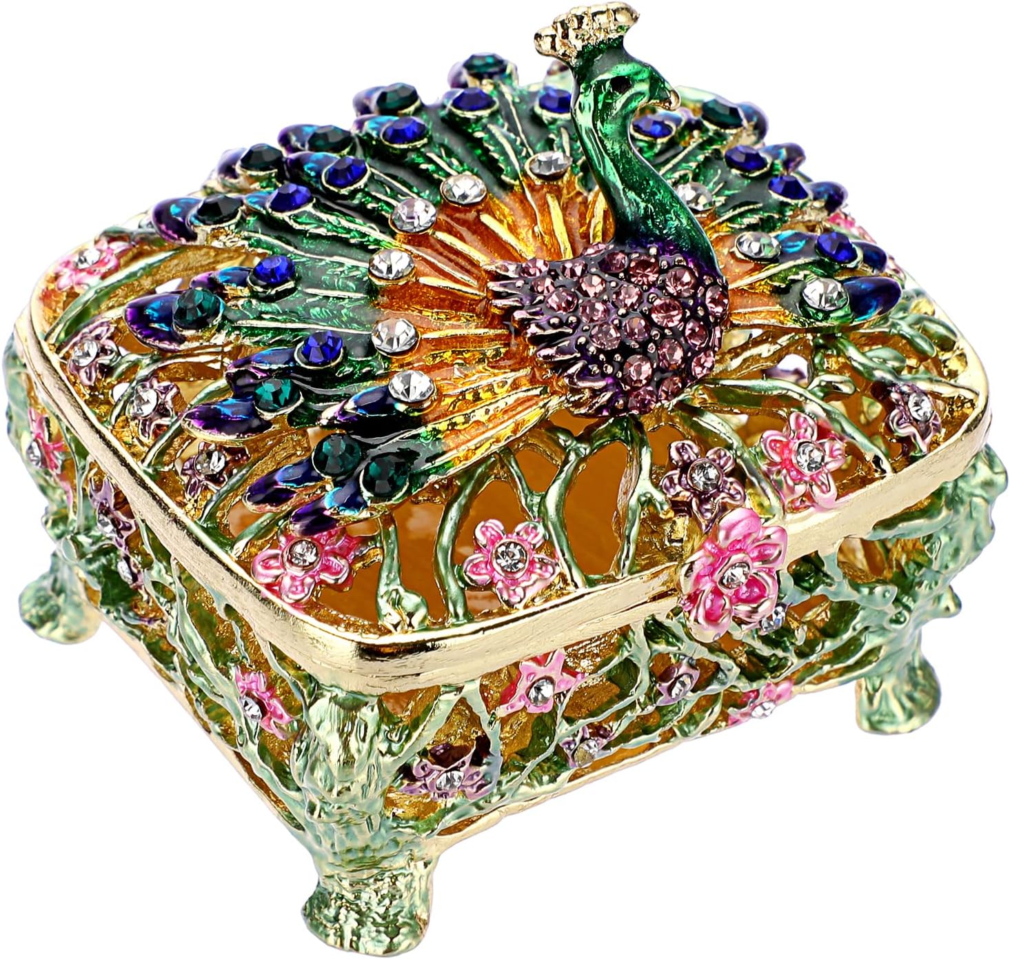 TOLIDA Vintage Schmuckkästchen Gold - Antike Schmuckdose 7.5x7.5x6cm