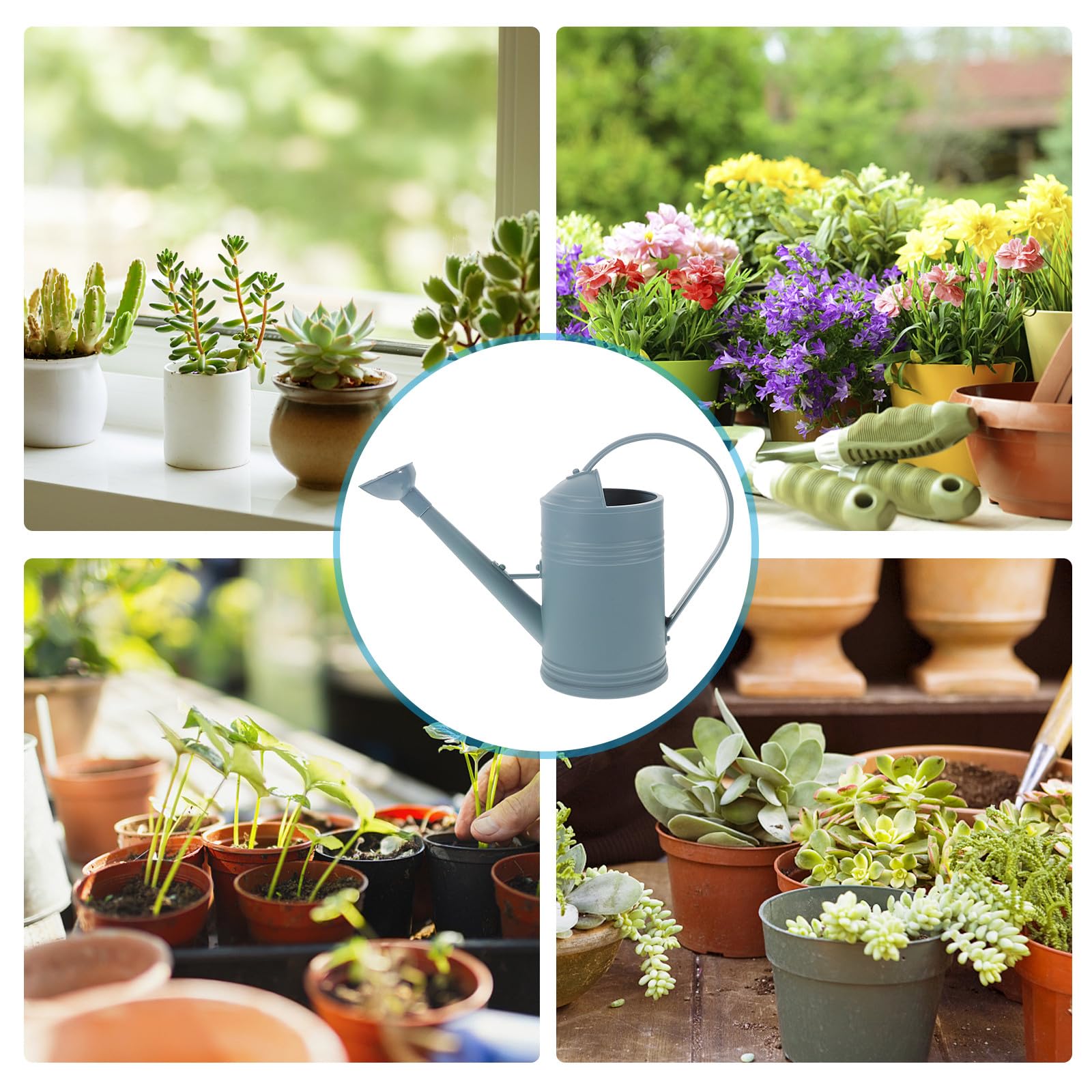TOYANDONA Regadera Material Plástico y Acero Inoxidable Diseño Delicado de 1.8l Boquilla Larga y Color Azul para Plantas para Jardinería Hogar