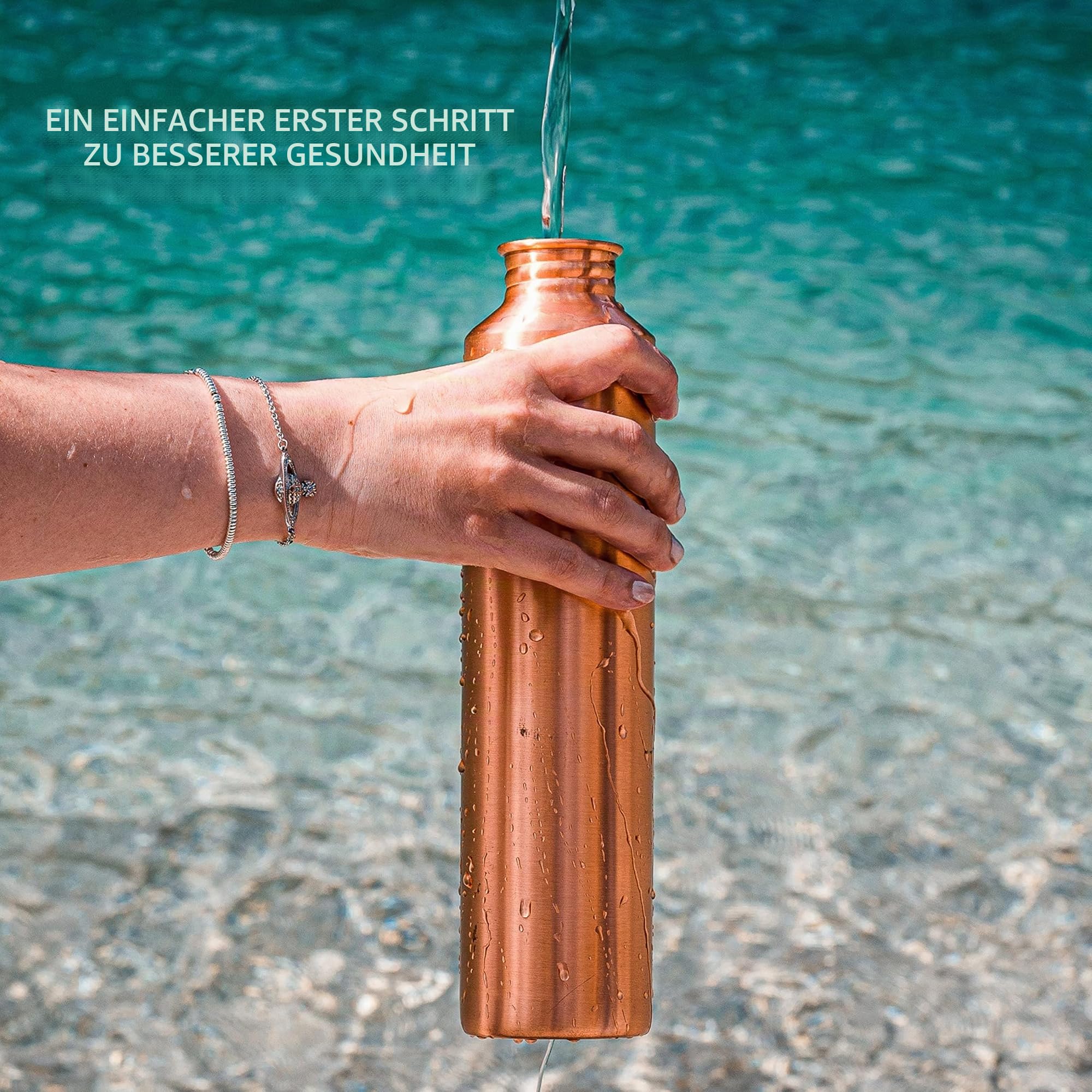 Kosdeg Kupfer-Trinkflasche, ca. 100 ml, modernes Vintage-Design, ayurvedisches Kupfergefäß, trinken Sie mehr Wasser, senken Ihre Zuckeraufnahme und genießen die gesundheitlichen Vorteile sofort.