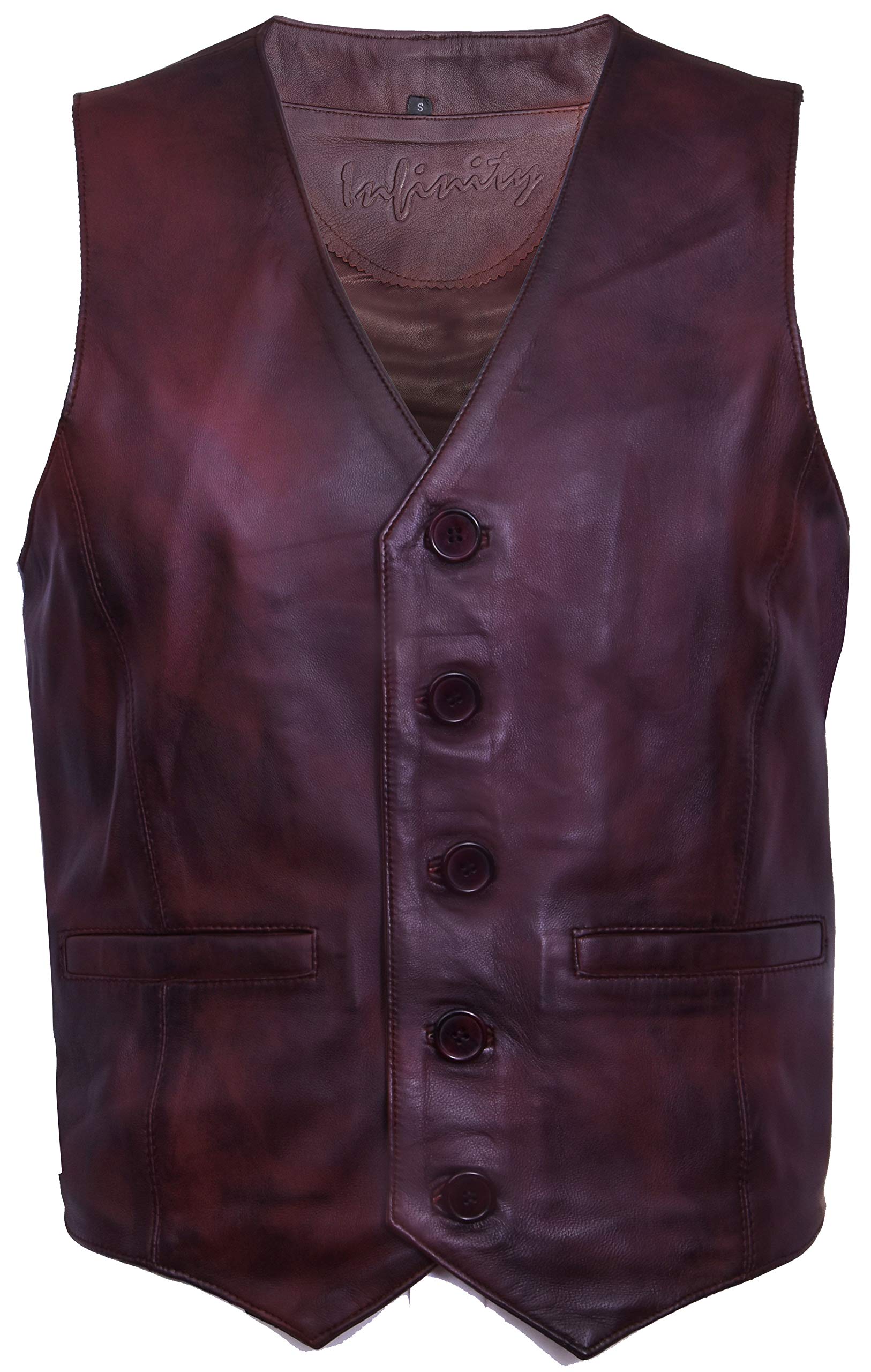 Infinity Leather Men's Brown Classic Leather Waistcoat-Chester - Uk 2XL | Eu 54 | Us 44