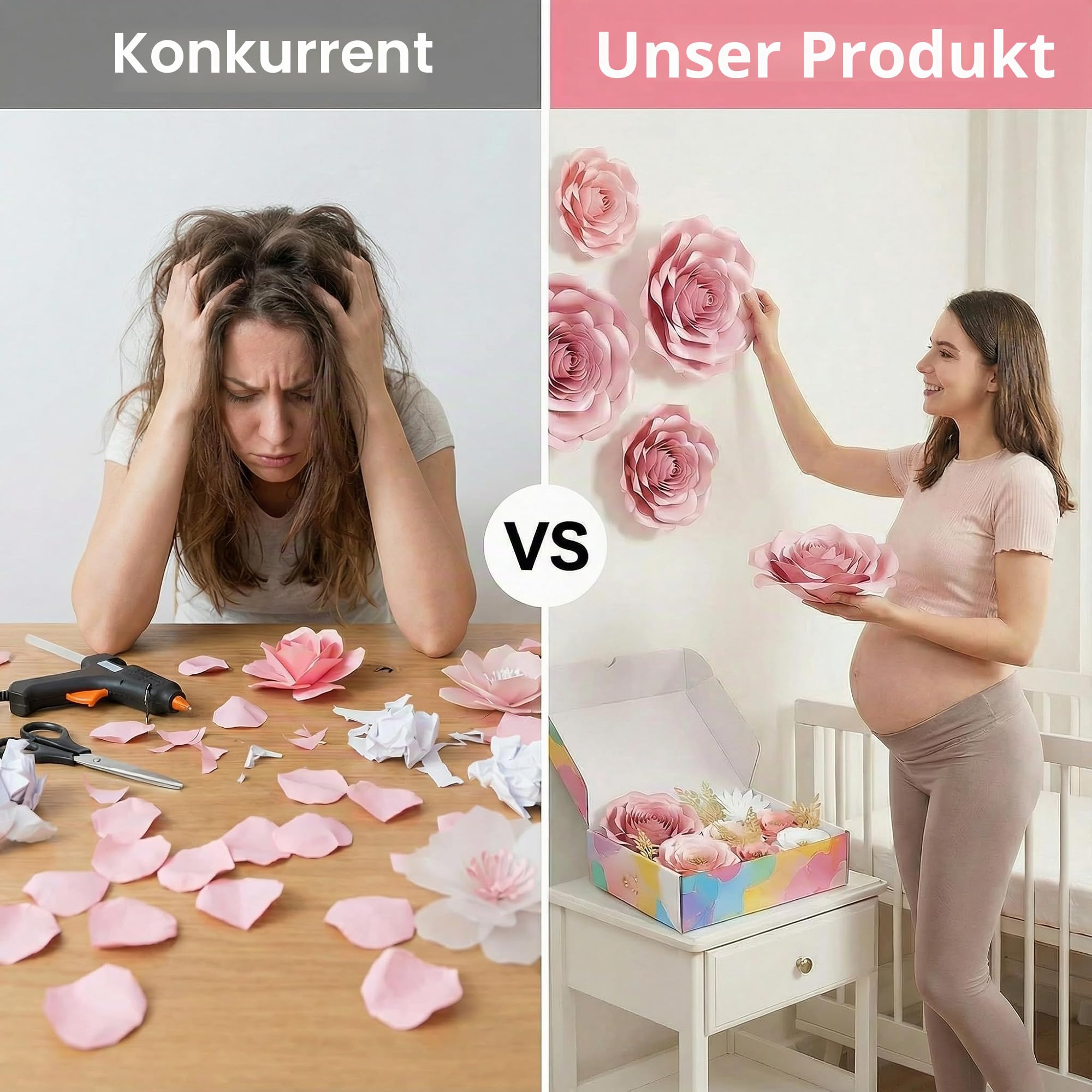 Pardecor Papierblumen-Dekorationen für die Wand, große 3D-künstliche Blume, Wanddekoration, Babyzimmer, Mädchen, Jungen, Kinderzimmer, Brautdusche, Hochzeitsdekoration, Party-Hintergrund