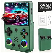 RG36PRO Handheld Game Console - 3.5-Inch Screen, Support 30000+Classic Games, 64G TF Card, Open Source System, 3000mAh Battery, Portable Console for Travel, Gift for Adult or Partner-Green
