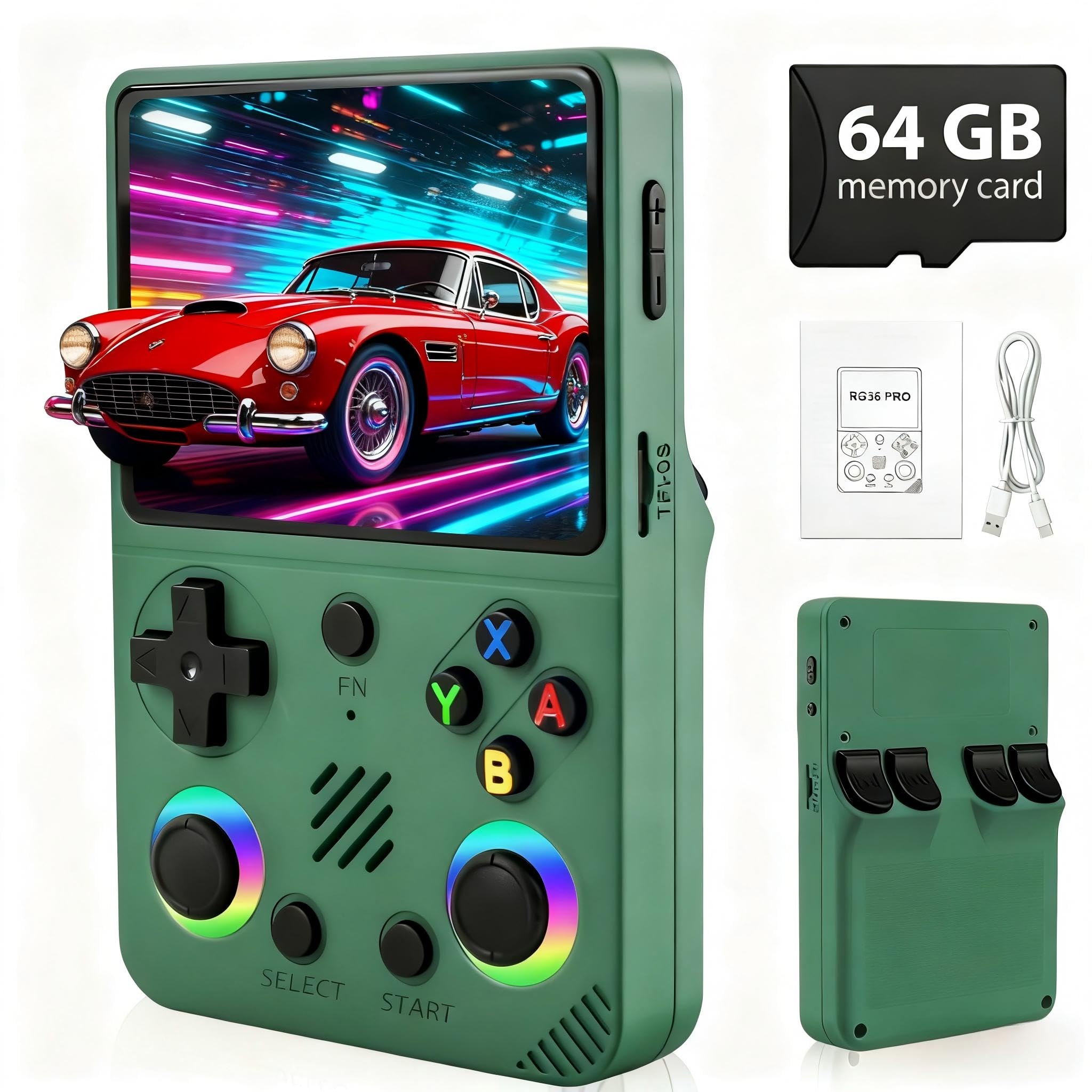 R36MAX Handheld Game Console - 4.0-Inch Screen, Support 22000+Classic Games,128G TF Card,Portable Console with Open Source System,4000mAh Battery,Birthday Gift for Adult or Partner - Black — view 12