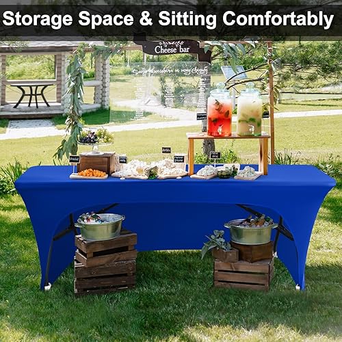 Miniatura 2 de ABCCANOPY - Funda elástica para mesa (6 pies) Mantel de poliéster de más de 30 colores, ajustado, de licra, elástico, con parte trasera abierta.