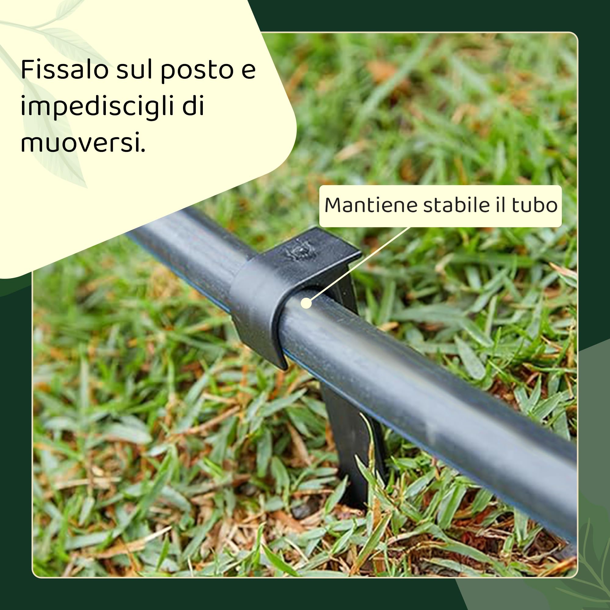 GARDENIX Ancoraggio per tubo da giardino, 50 pezzi – Ancoraggio di fissaggio per tubo antigoccia, irrigazione picchetto – Ø 16 mm – Tubo di perla, forcella stabile e infrangibile, lunga durata,